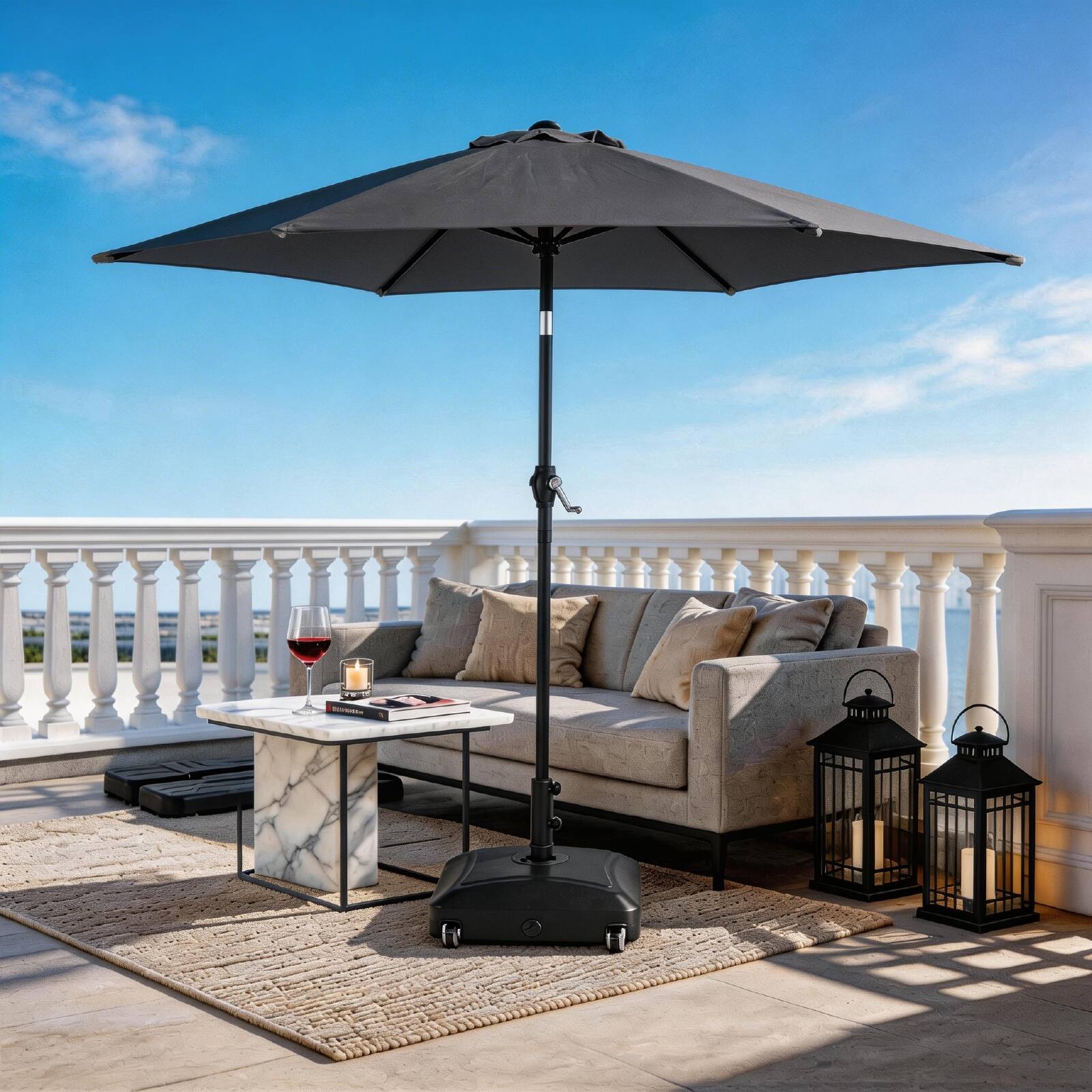 Left. Winado - 7.5FT Patio Umbrella Outdoor Umbrella with Push Button Tilt and Crank, Umbrella Outdoor Patio for Patio.