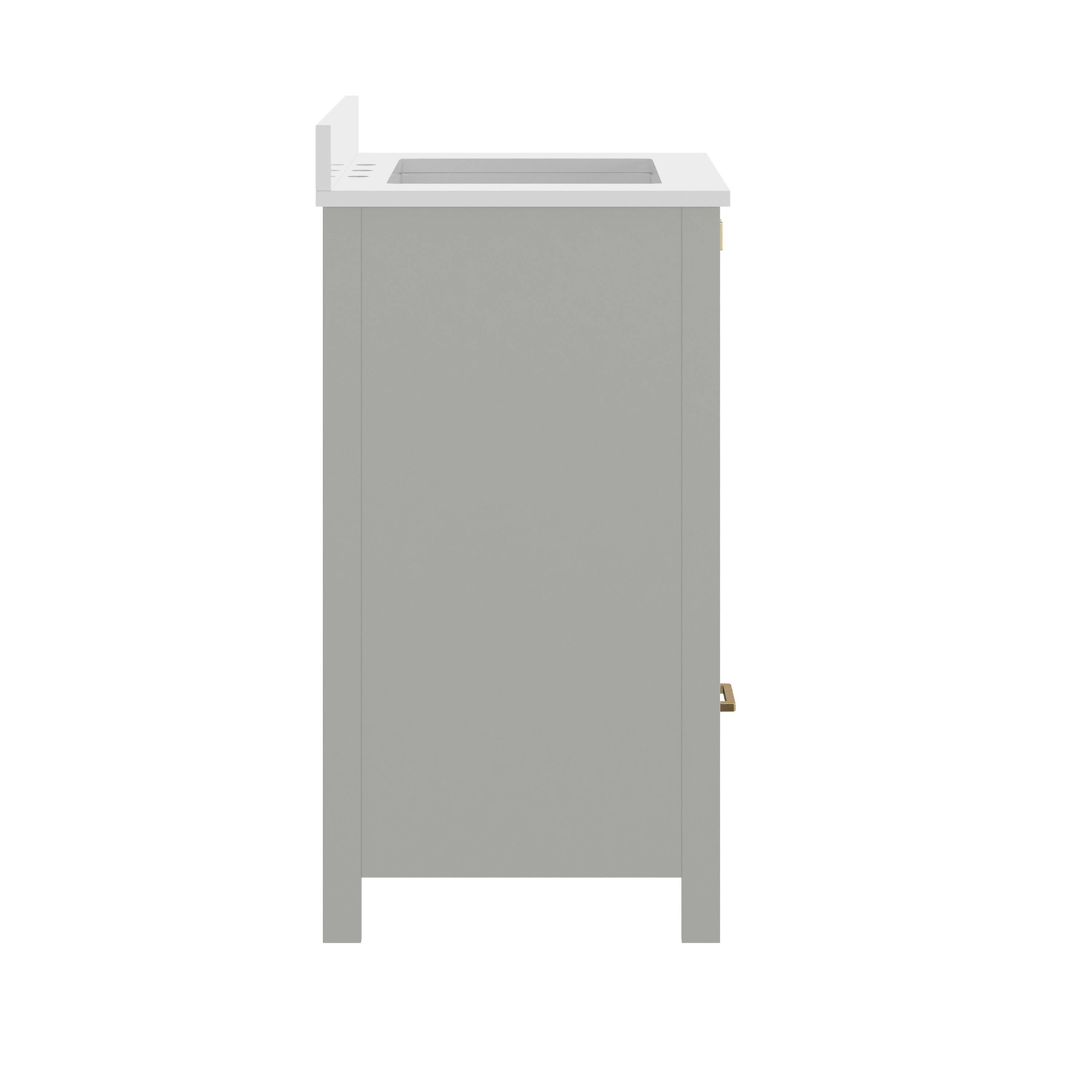 Alt View 5. Emma + Oliver - Bathroom Vanity w/ Ceramic Undermount Sink, Cabinet, Bottom Drawer - Gray Frame/Gold Hardware.