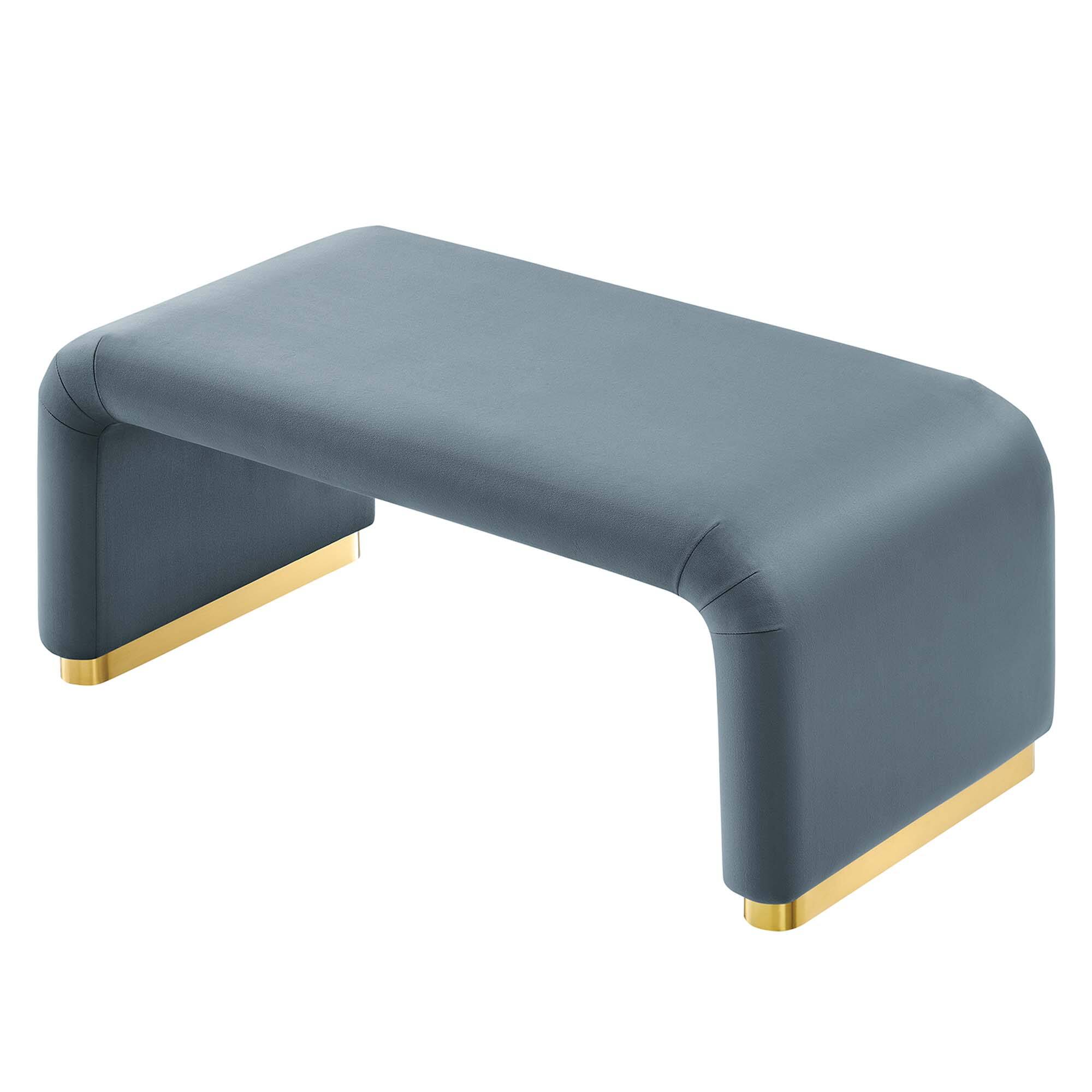 Alt View 5. Modway - Koda Performance Velvet Waterfall Ottoman by Modway - Brass Cadet Blue.