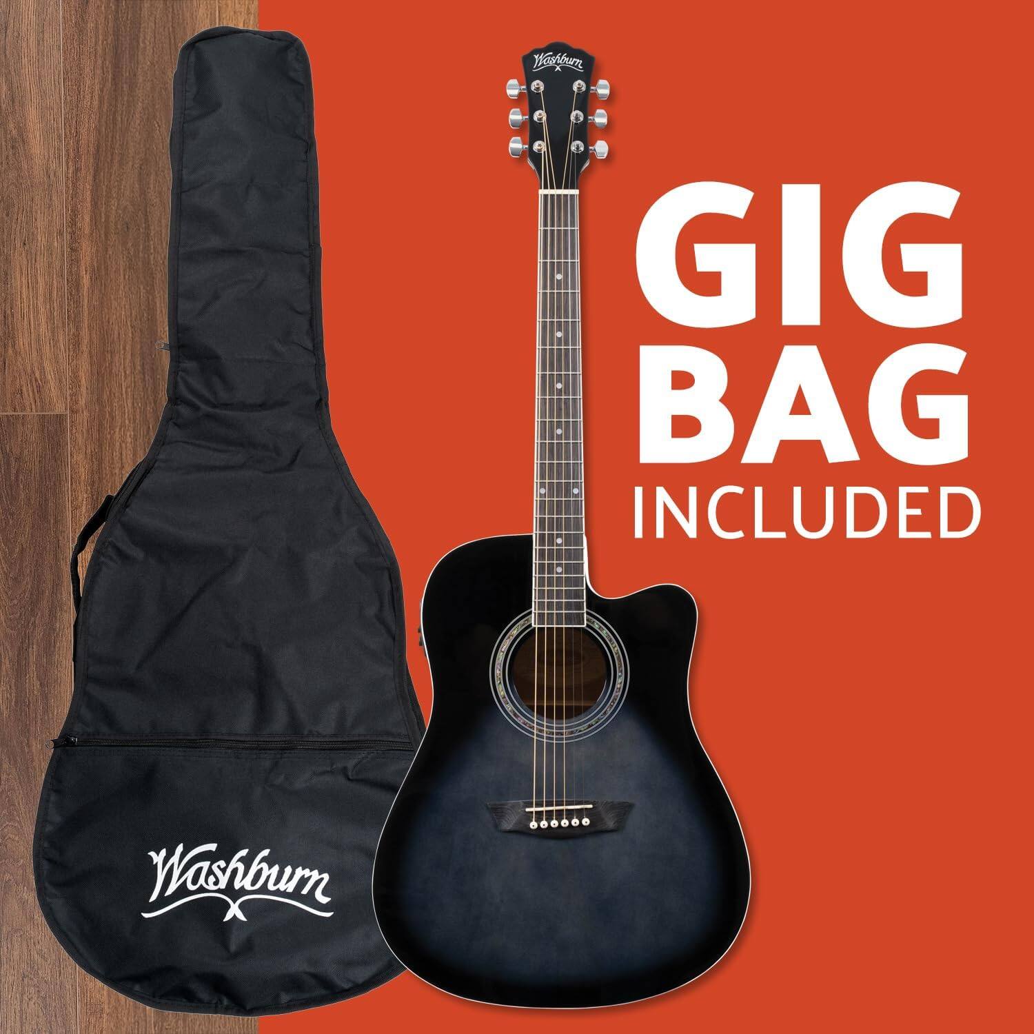 Washburn アコースティックギター ブラック Amazon.com: Washburn WA90CE Acoustic-Electric Guitar Kit - Black