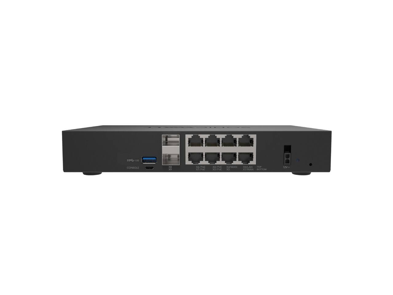 our,
CONSOLE
EX XY
XASPOR STIPOL
X4/PoE X2/WAN XO/LAN TOP X5/POE X3 X1/WAN BUTTOM
12V-
