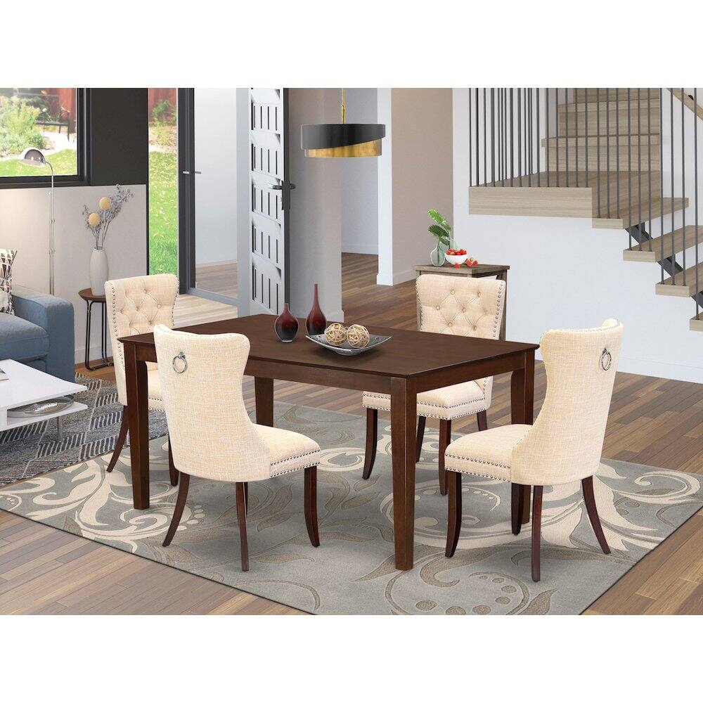 Alt View 8. East West Furniture - 5 Piece Kitchen Table & Chairs Set Consists of a Rectangle Modern Dining Table - Red.