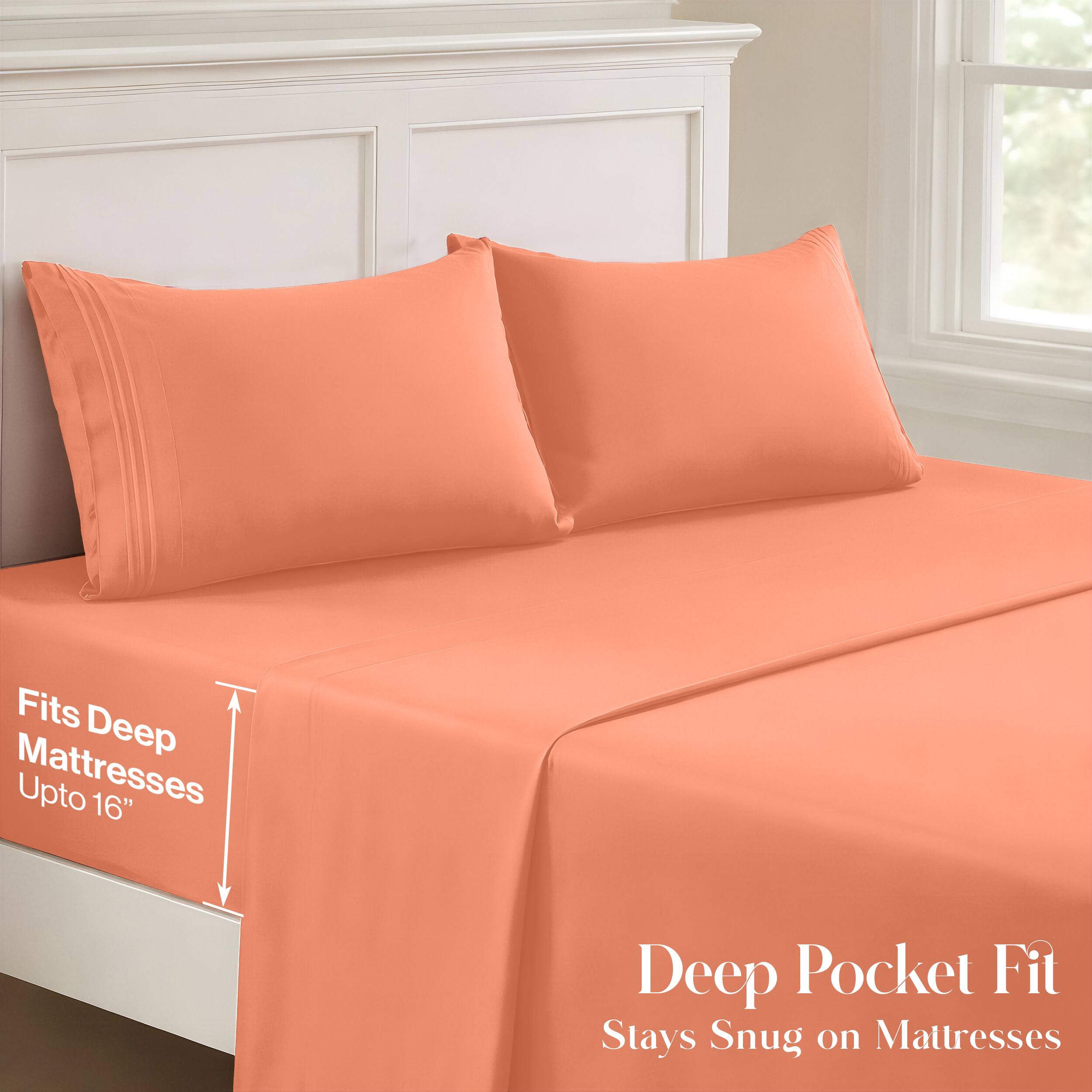 Fits Deep Mattresses Upto 16" Deep Pocket Fit Stays Snug on Mattresses