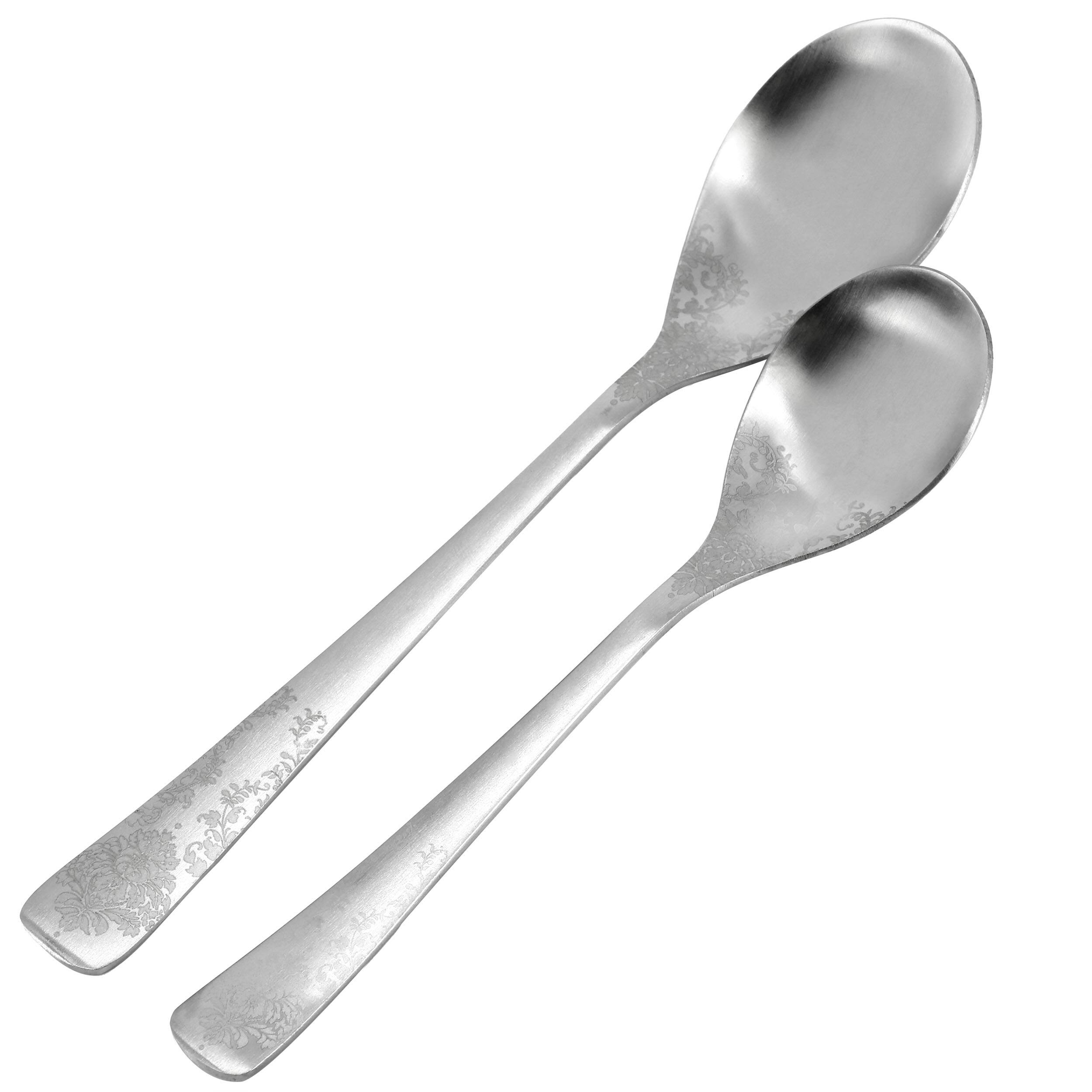 Alt View 2. Gibson - Gibson Home Bishop Hill 20 Piece Stainless Steel Floral Flatware Set in Matte Silver - Silver.