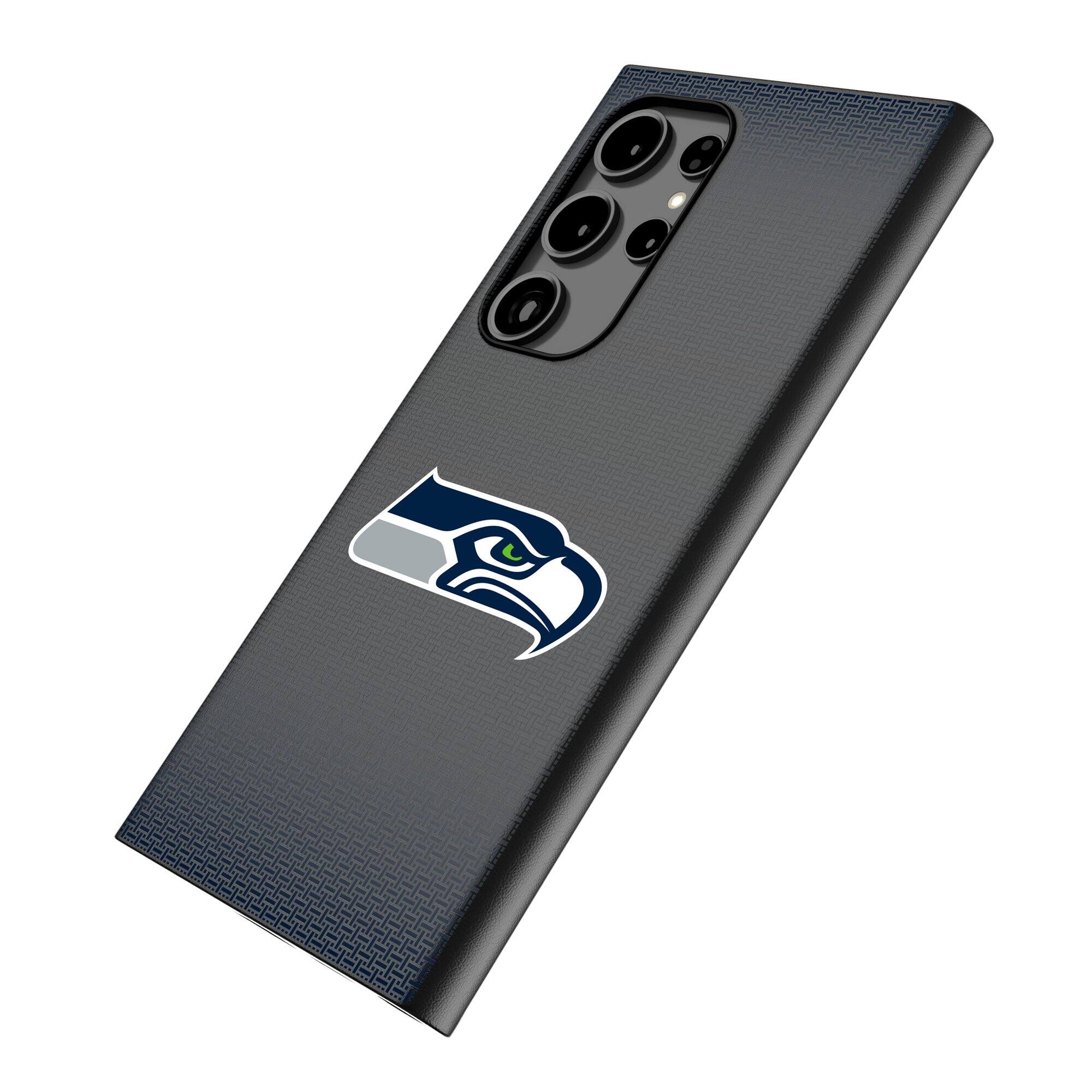 Alt View 1. Keyscaper - Seattle Seahawks Linen Galaxy Magnetic Bump Case - S24 - Black.
