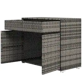 Outsunny - Storage Cabinet, Waterproof PE Rattan Cabinet with Drawer for Indoor - Gray