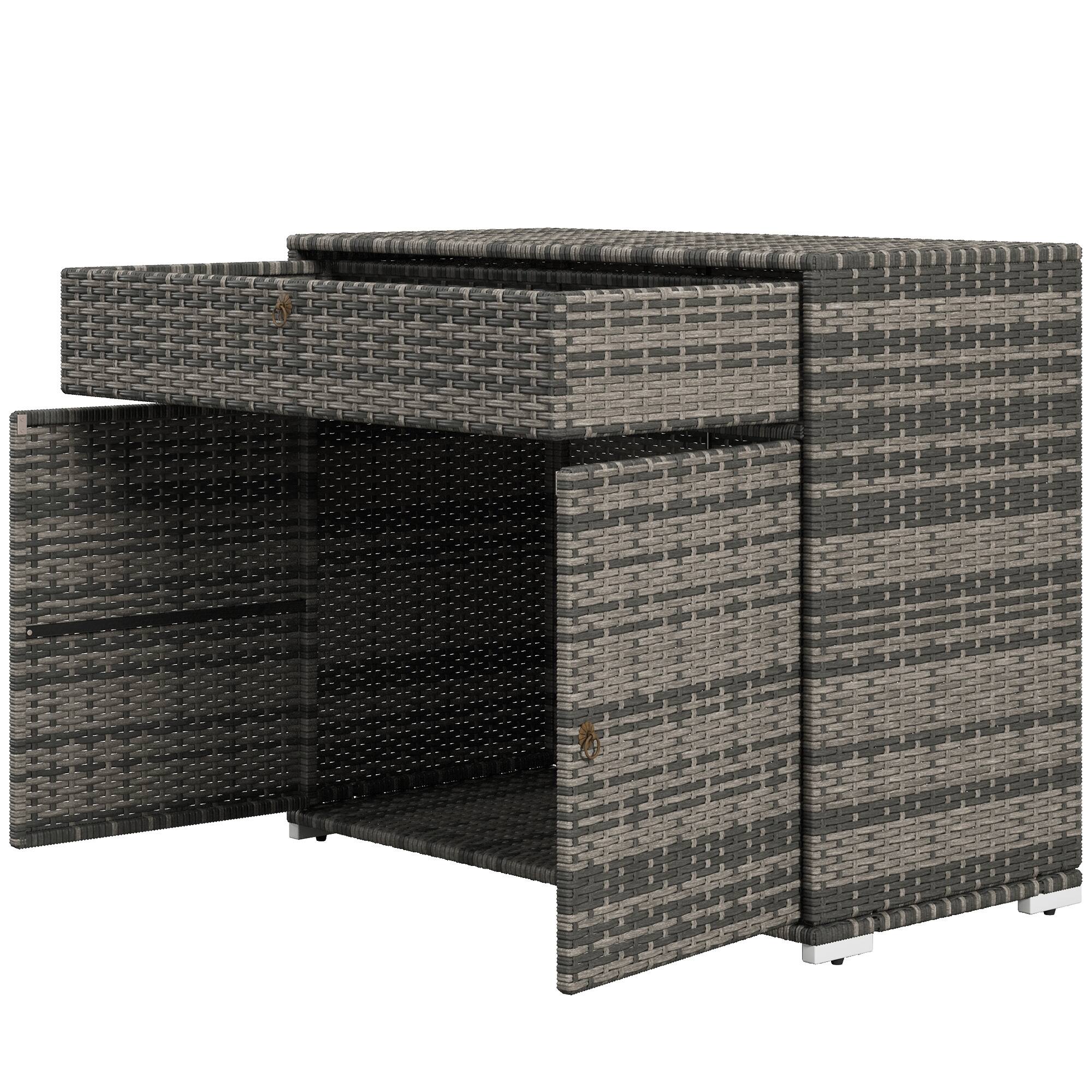 Outsunny - Storage Cabinet, Waterproof PE Rattan Cabinet with Drawer for Indoor - Gray