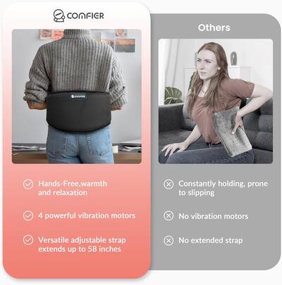 Comfier Heating Pad for Back Pain Heat Belly Wrap Belt with Vibration Massage Adjustable Belt Black CF-6006N - Best Buy Comfier Heating Pad for Back Pain Heat Belly Wrap Belt with Vibration Massage Adjustable Belt Black CF-6006N - Best Buy