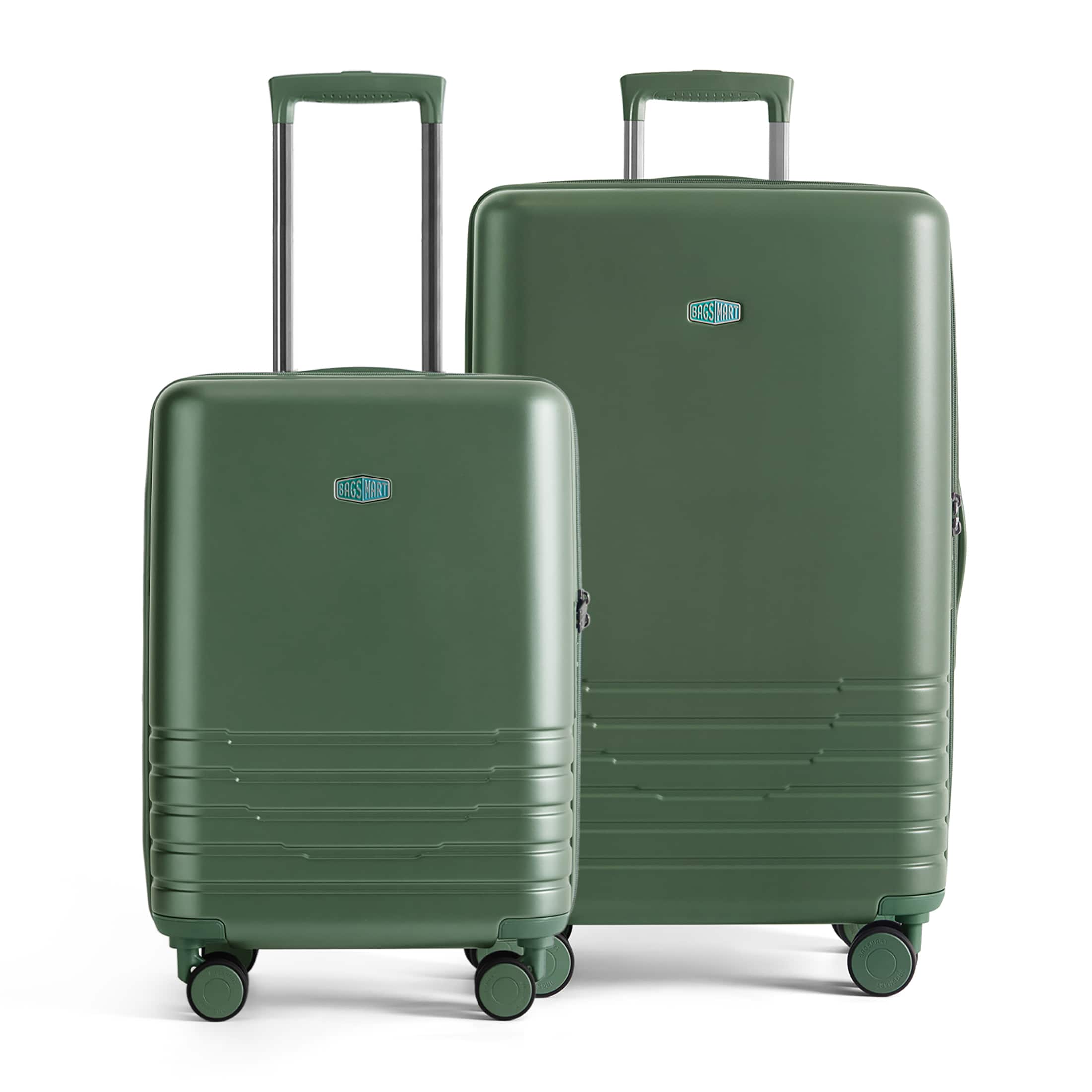 Bagsmart - Adventure Seeker Kit Luggage Set, 2-Piece Expandable Hardside Suitcases with Spinner Wheels & TSA Lock - Olive Green