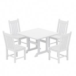 WestinTrends - Malibu 5 Piece Outdoor Patio Dining Set Outdoor Square Table and Chair Set - White
