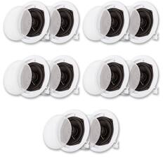 Front. Acoustic Audio by Goldwood - R191 in Ceiling/in Wall Speaker 5 Pair Pack 2 Way Home Theater Flush Mount - Paintable White.