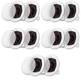 Acoustic Audio by Goldwood - R191 in Ceiling/in Wall Speaker 5 Pair Pack 2 Way Home Theater Flush Mount - Paintable White