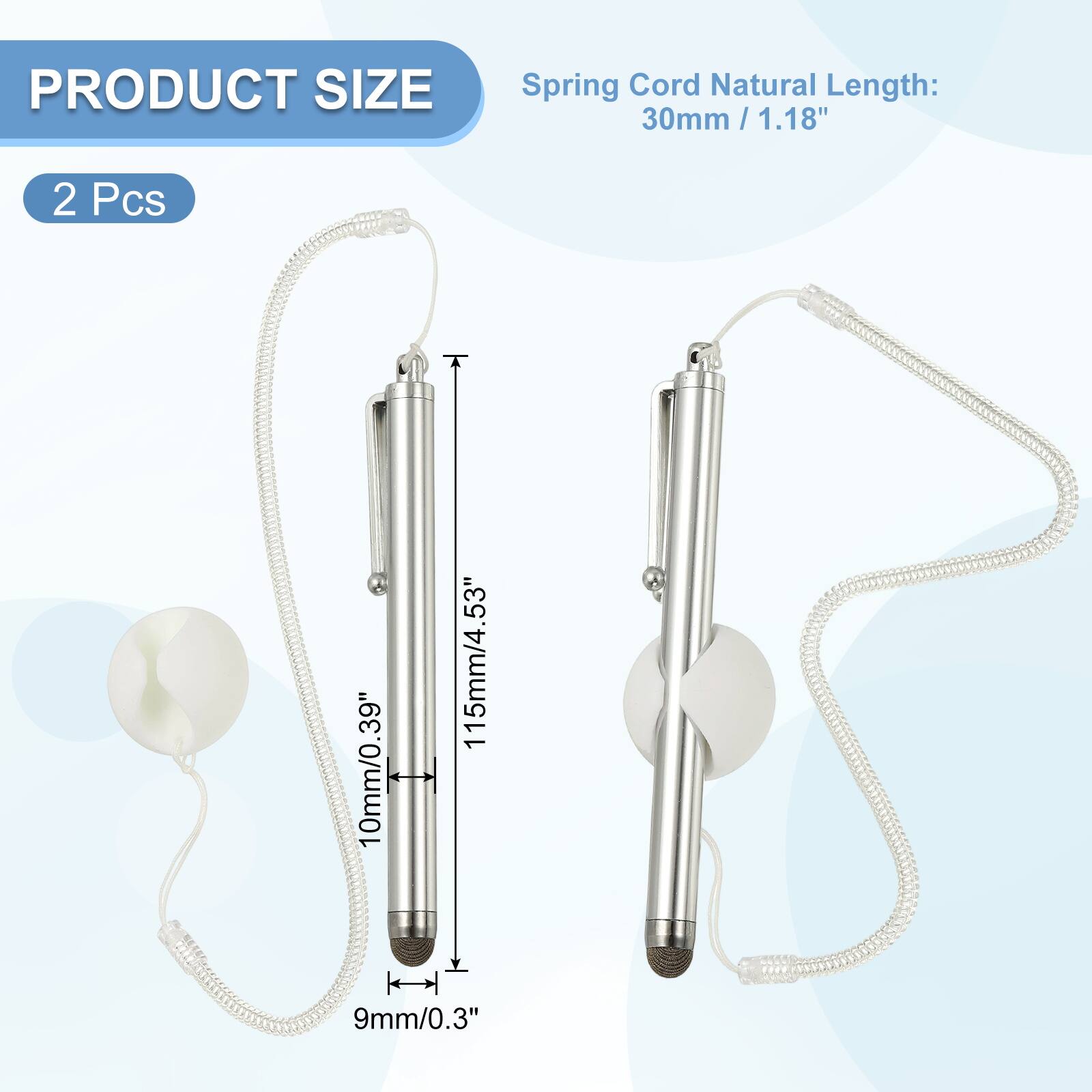 PRODUCT SIZE

Spring Cord Natural Length: 30mm / 1.18" / 2 Pcs

10mm / 0.39"

115mm / 4.53"

9mm / 0.3"