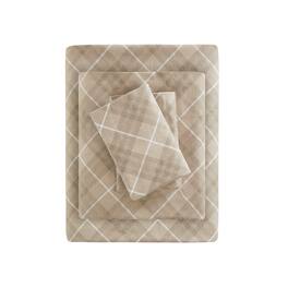 Gracie Mills - Persephone Cotton Flannel Sheet Set - Tan Plaid