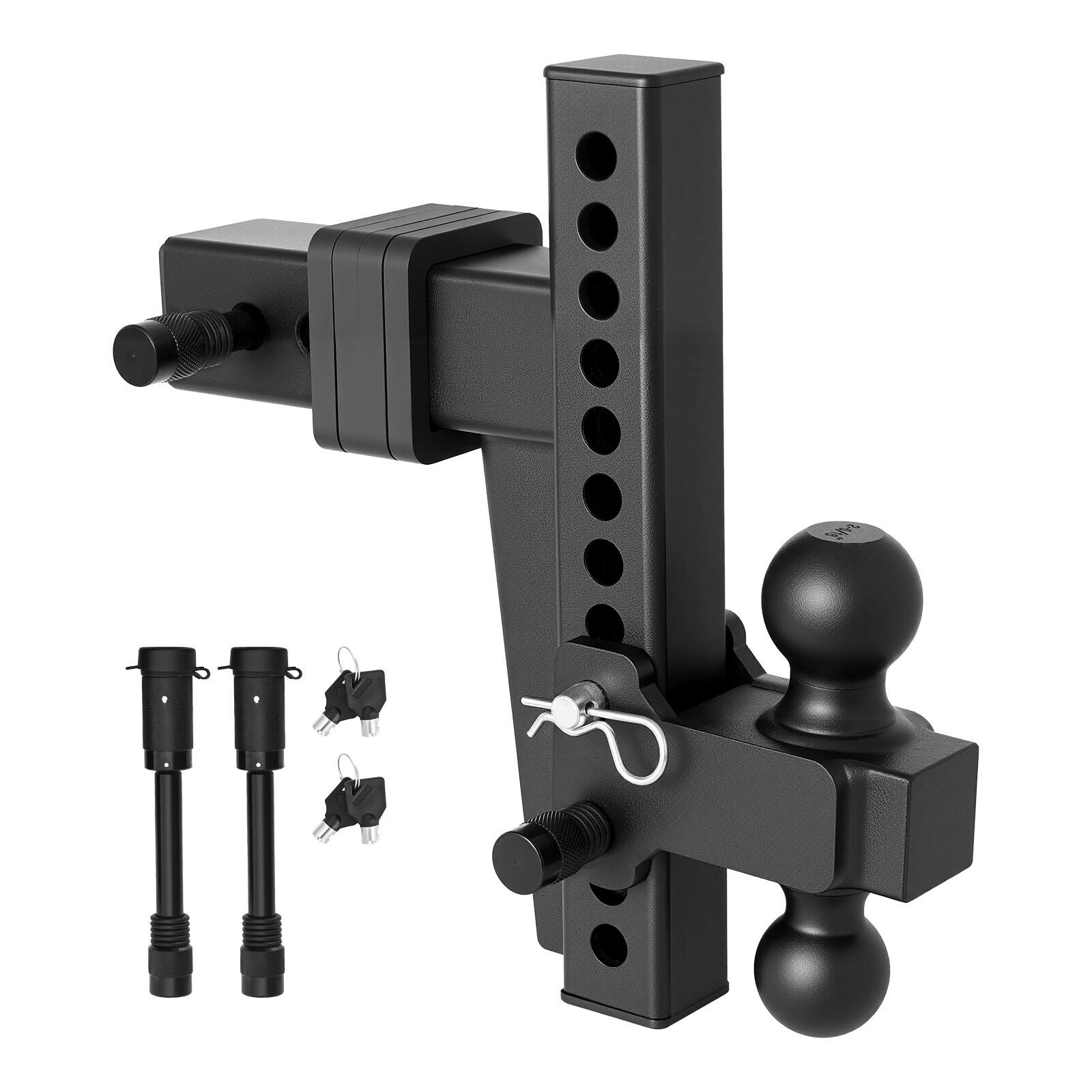 Alt View 5. VEVOR - Adjustable Trailer Hitch, Fit 2.5 Inch Receiver, Trailer Hitch Mount with 2 Inch & 2-5/16 Inch Balls, 18500 lbs GTW - Black.