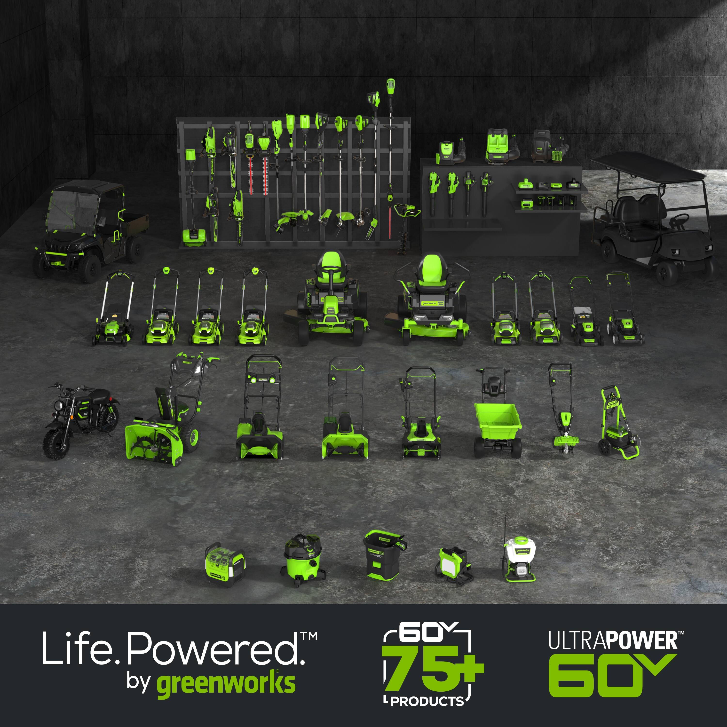 - TM 60 ULTRAPOWER
- Life. Powered. by greenworks
- 75+ 60 PRODUCTS