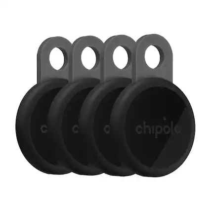Front. Chipolo - LOOP - Rechargeable Bluetooth Tracker for Keys & Bags, Out of Range Alerts, Apple Find My & Android Find Hub Compatible - Charcoal.