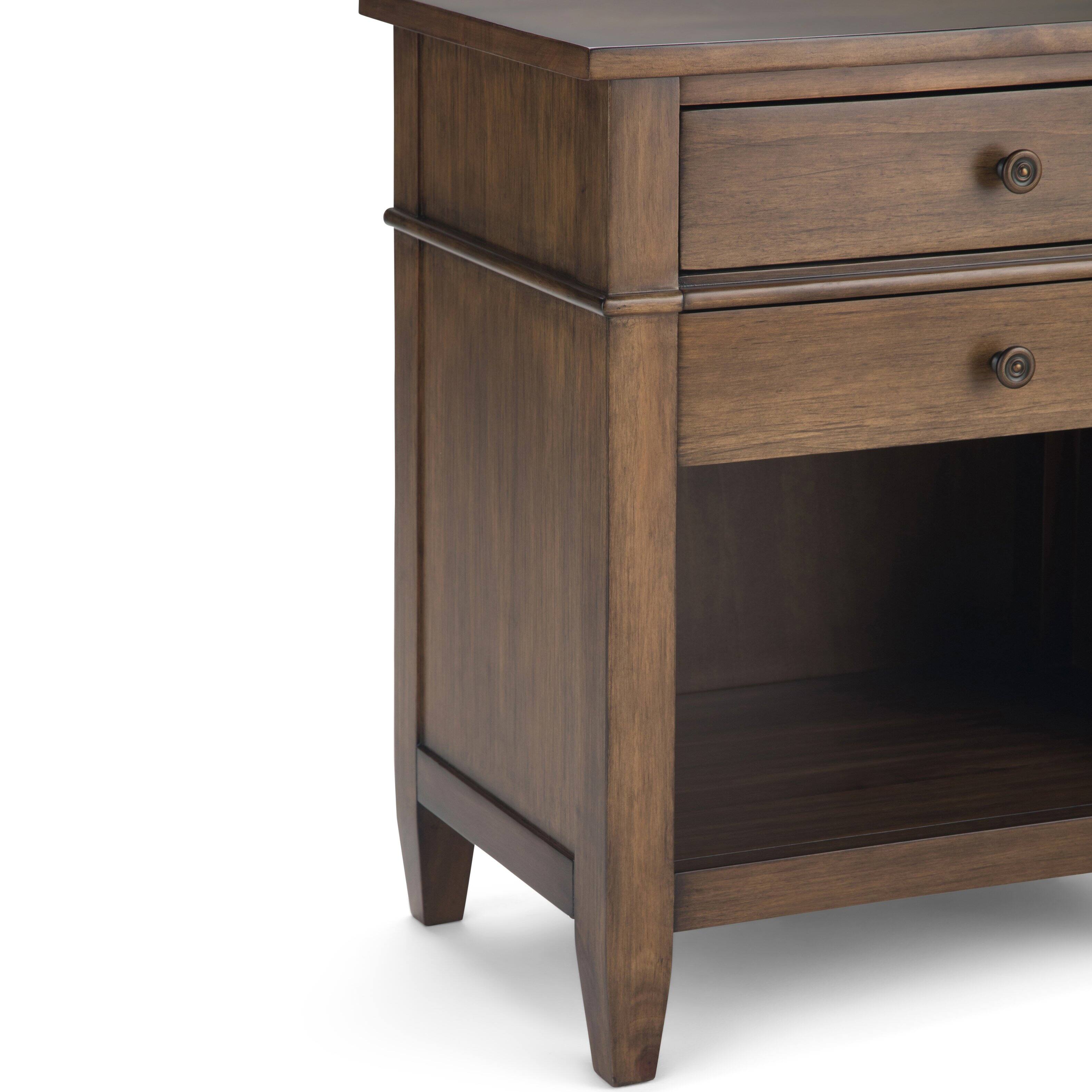 Alt View 5. Simpli Home - Carlton 24 inch Bedside Table (Set of 2) - Rustic Natural Aged Brown.