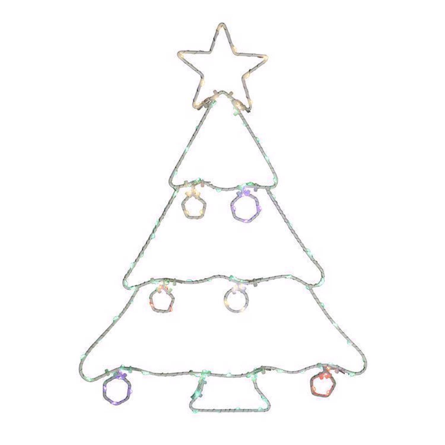 Front. Celebrations - Celebrations LED Multi Christmas Tree Silhouette 17 in. Hanging Decor - Multicolored.