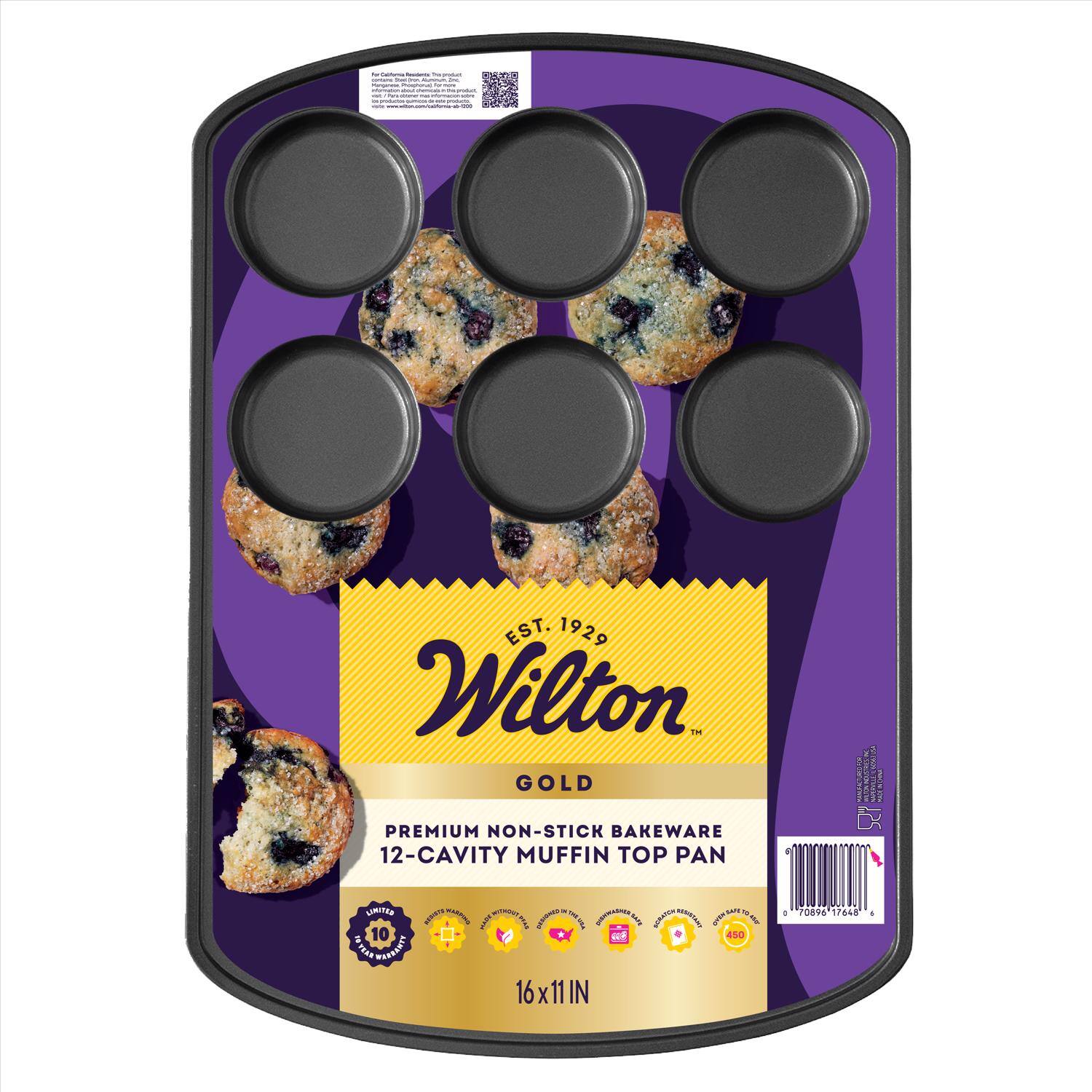 for - busem N servans Share Iron Source mangenese Photos Fat - amirmution - memica's mujernaium Wh form - - E " productos ink products. weite - -

EST. 1929 Wilton GOLD
PREMIUM NON-STICK BAKEWARE 12-CAVITY MUFFIN TOP PAN
40%
OSTINLA 10 SALTE AINFORMA
REDISTS
N DESIGNAL SHEY GUANWASHIP SCRATCH DESISTANY 16x11IN
450
0
70896 17648
