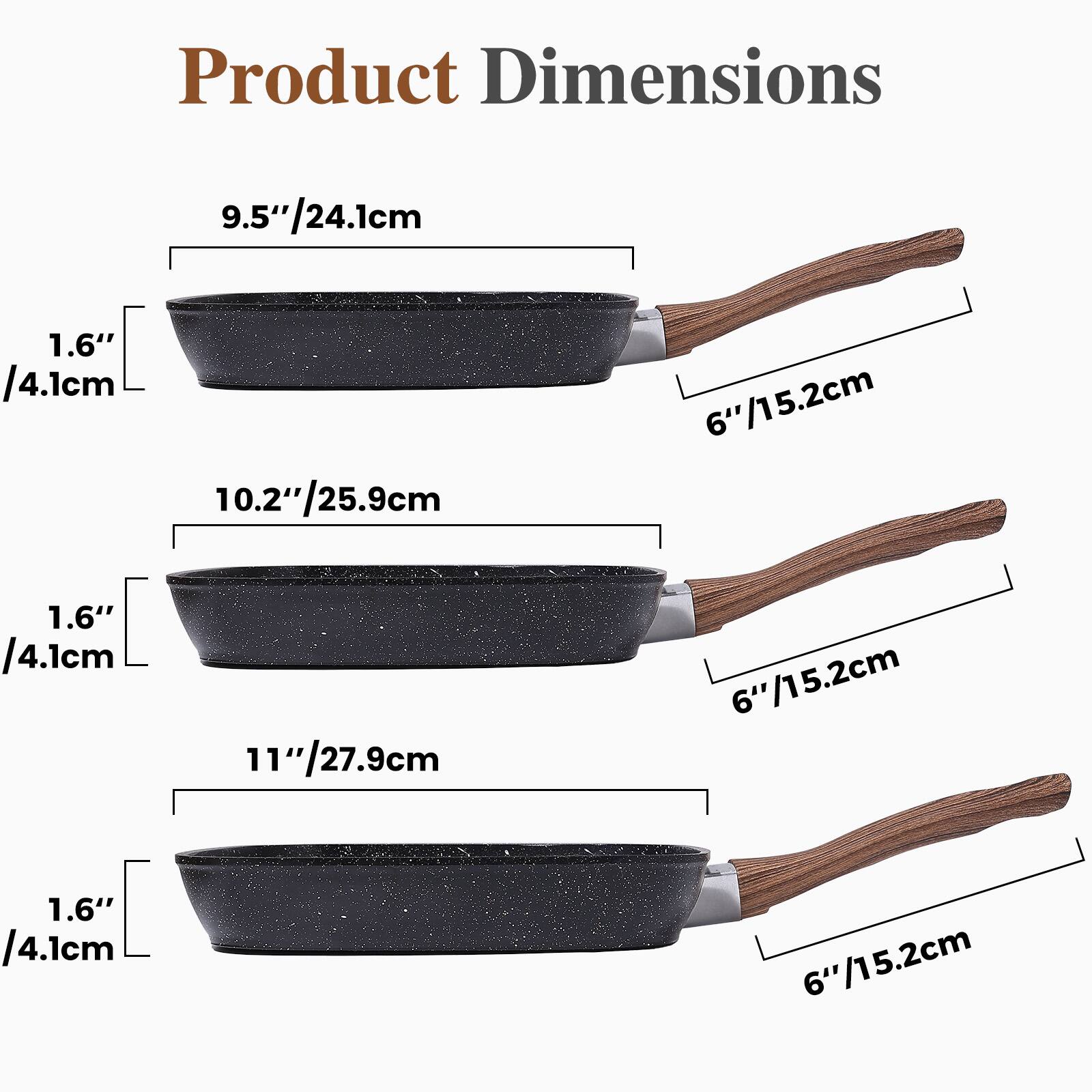 Product Dimensions  
9.5"/24.1cm  
1.6" /4.1cm  
6"/15.2cm  

10.2"/25.9cm  
1.6" /4.1cm  
6"/15.2cm  

11"/27.9cm  
1.6" /4.1cm  
6"/15.2cm