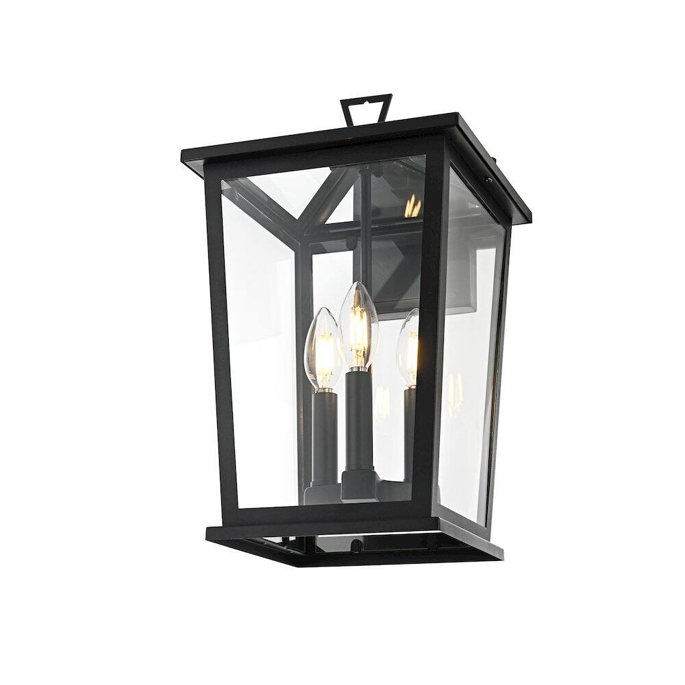 Left. Elegant Lighting - Cayman 7 inch Outdoor Pendant in Black - Black.