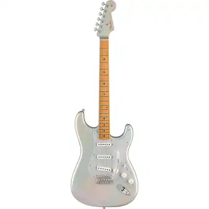 Front. Fender - Fender H.E.R. Stratocaster Electric Guitar, Maple Fingerboard, Chrome Glow.