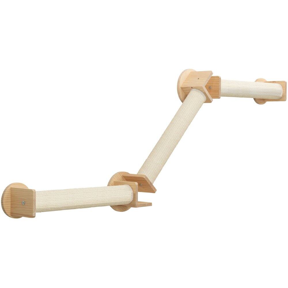 Alt View 1. TRIXIE - Wall Set 2 Multi-Level Wall Mounted Cat Perch System with 3 Sisal Posts - Natural/White.