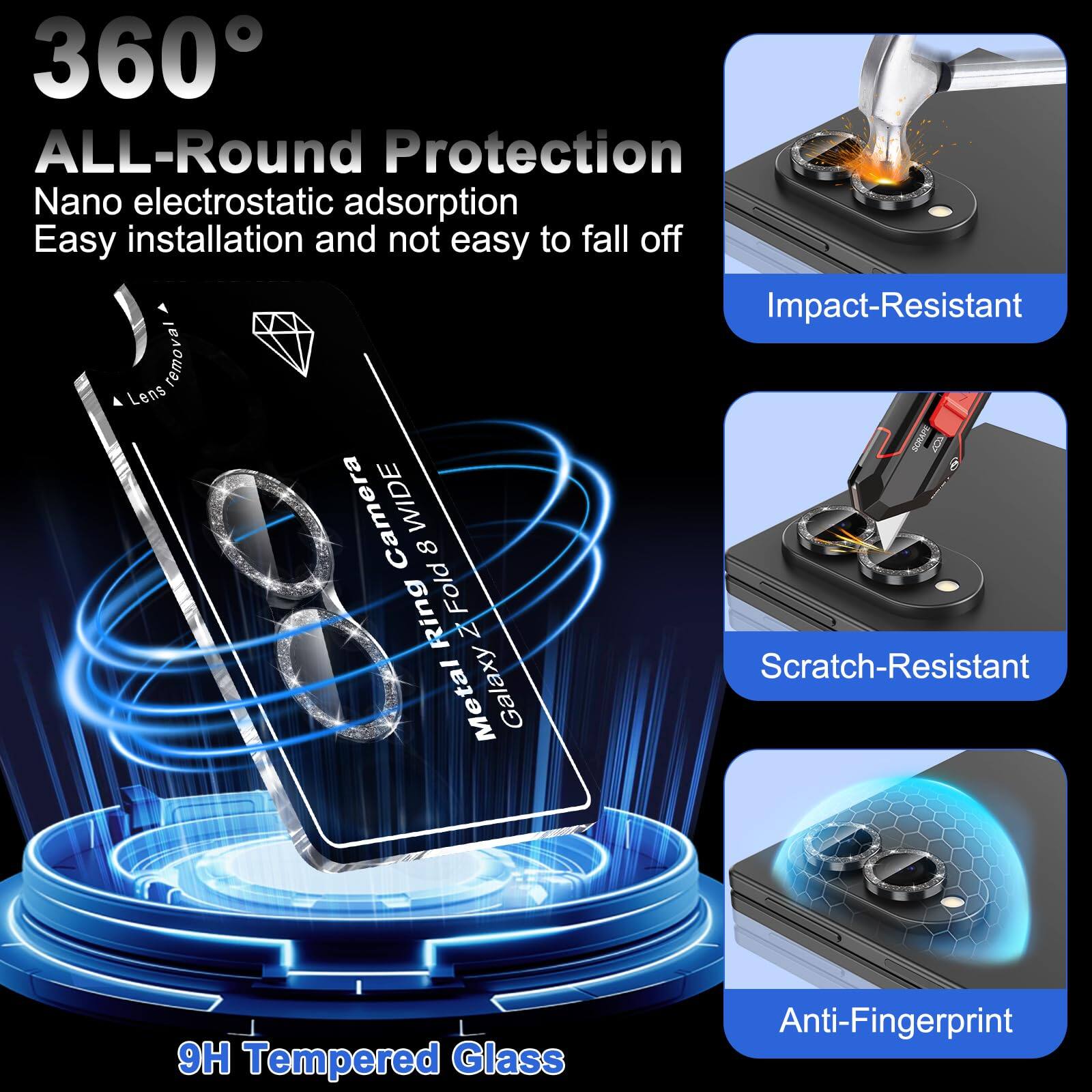 360° ALL-Round Protection  
Nano electrostatic adsorption  
Easy installation and not easy to fall off  
Impact-Resistant  
Scratch-Resistant  
9H Tempered Glass  
Anti-Fingerprint