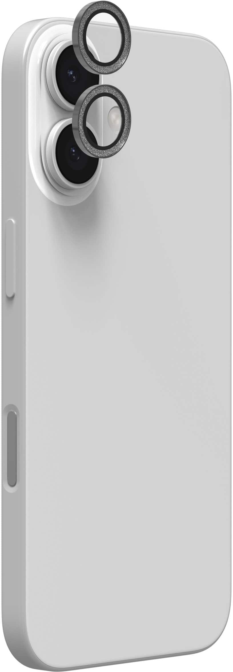 Front. ZAGG - Glass Elite Anti-Reflective Lens Protector for Apple iPhone 17/16+/16 - Silver Glitter.