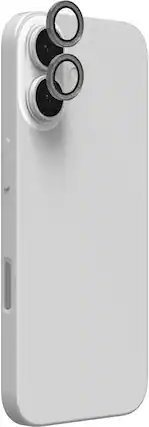 Front. ZAGG - Glass Elite Anti-Reflective Lens Protector for Apple iPhone 17/16+/16 - Silver Glitter.