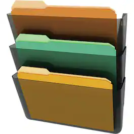 Deflecto - Stackable DocuPocket Set - 3 Pockets - 7" Height x 13" Width x 4" Depth - Stackable - Smoke - 3 / Set