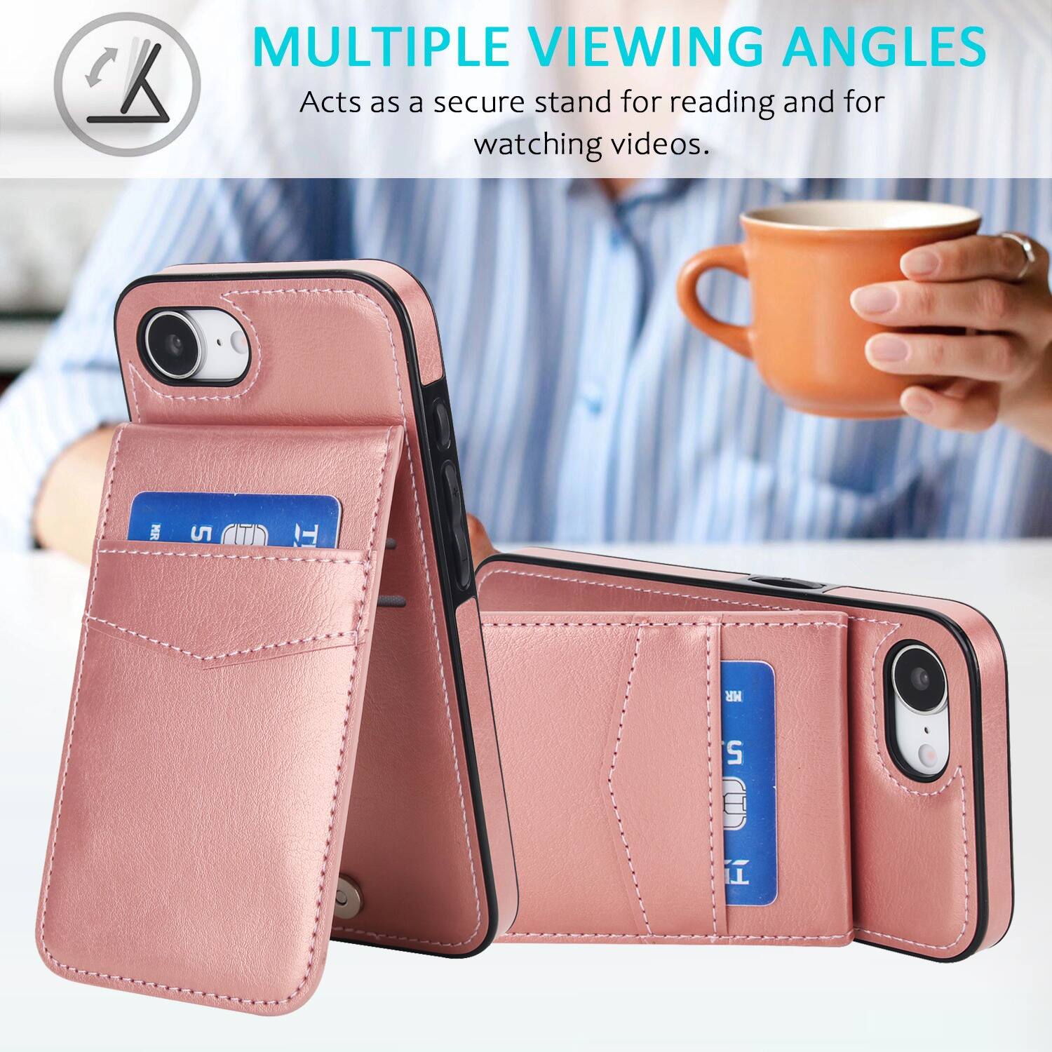 MULTIPLE VIEWING ANGLES  
Acts as a secure stand for reading and for watching videos.