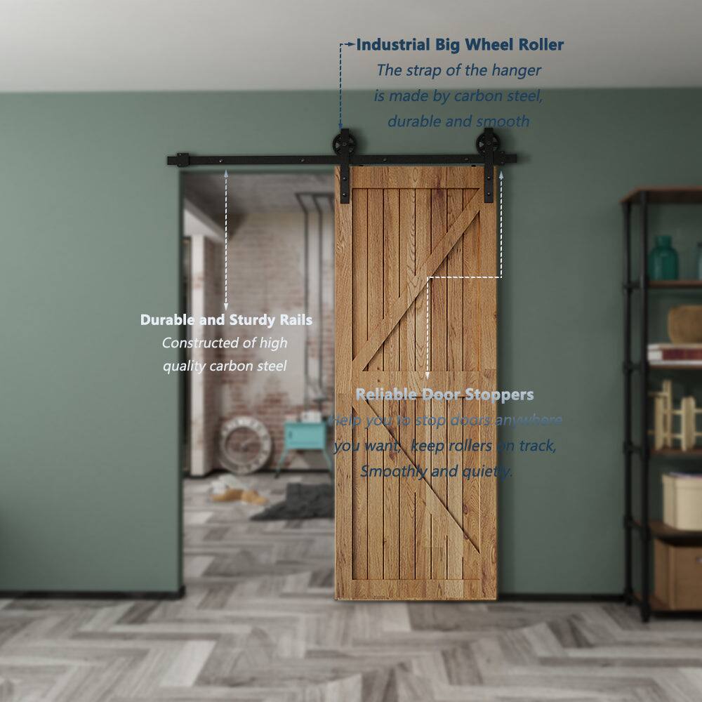 Industrial Big Wheel Roller  
The strap of the hanger is made by carbon steel, durable and smooth  

Durable and Sturdy Rails  
Constructed of high quality carbon steel  

Reliable Door-Stopper  
Help you to stop doors anywhere you want, keep rollers on track, Smoothly and quietly.