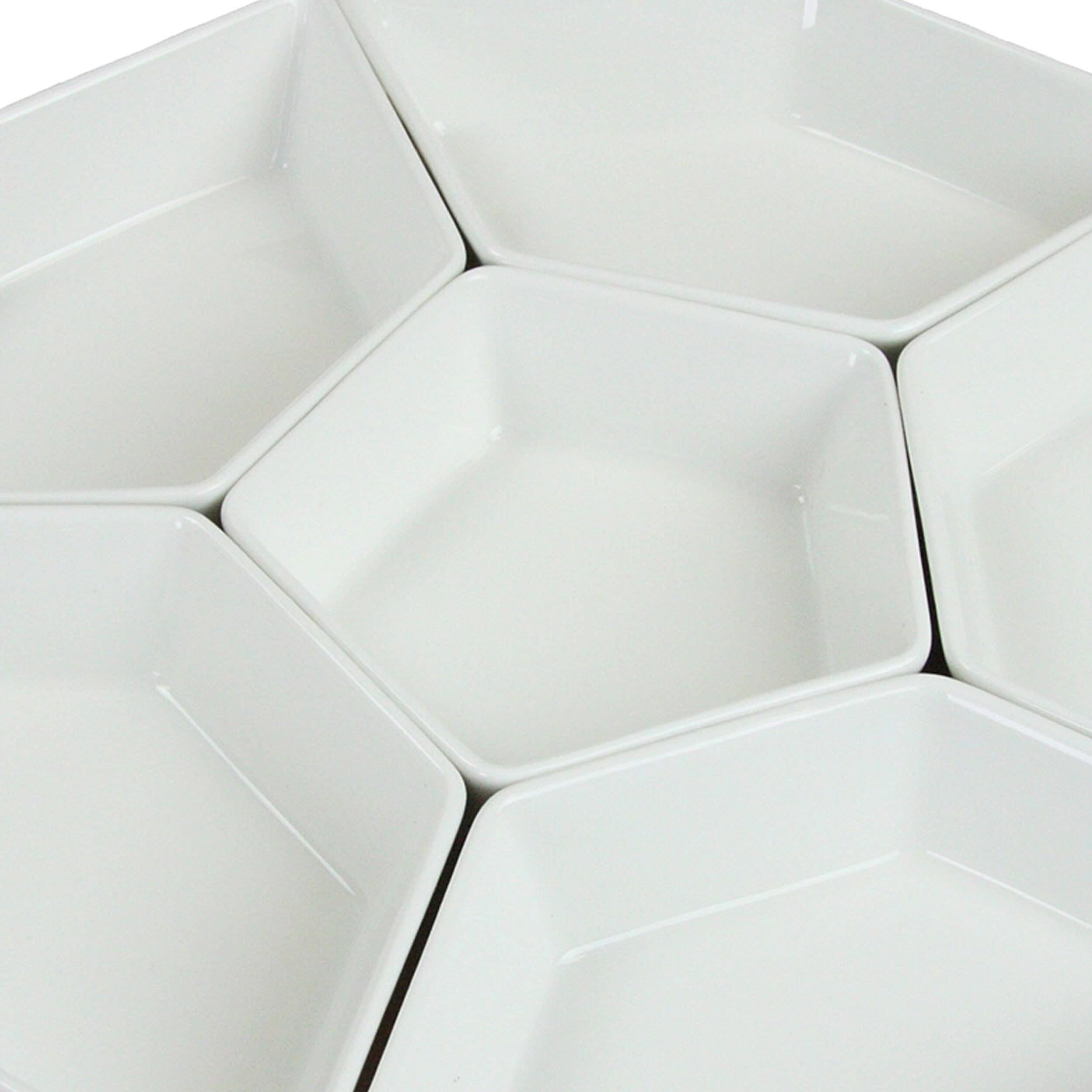 Left. Elama - Elama Signature 12 Inch 7-Piece Condiment Server Set with a Bamboo Lazy Suzan Serving Tray - Brown.