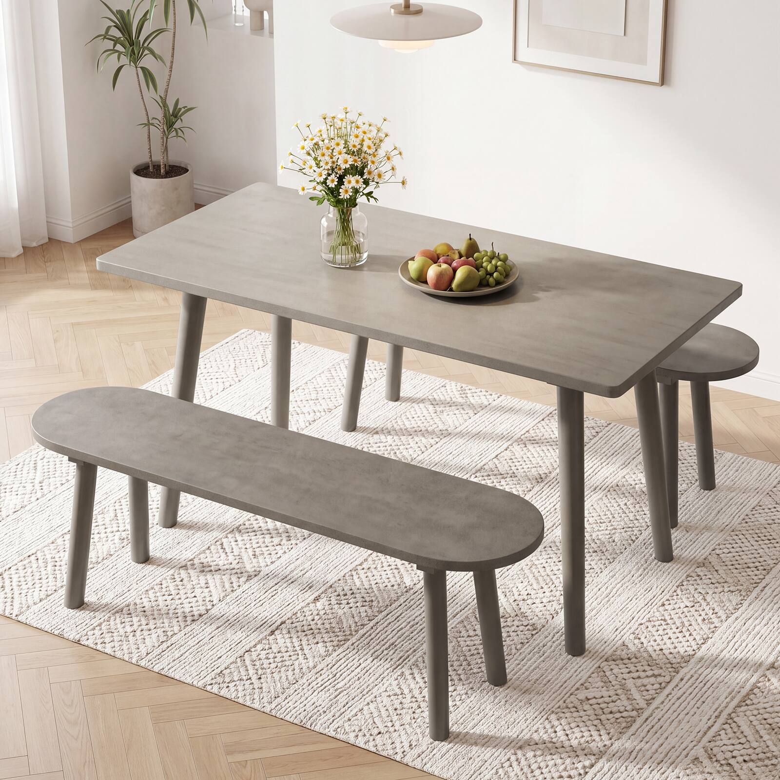 Alt View 4. Costway - Costway 1 PCS 43" Solid Wood Farmhouse Dining Bench with Rubber Wood Legs for Living Room Kitchen - Gray.