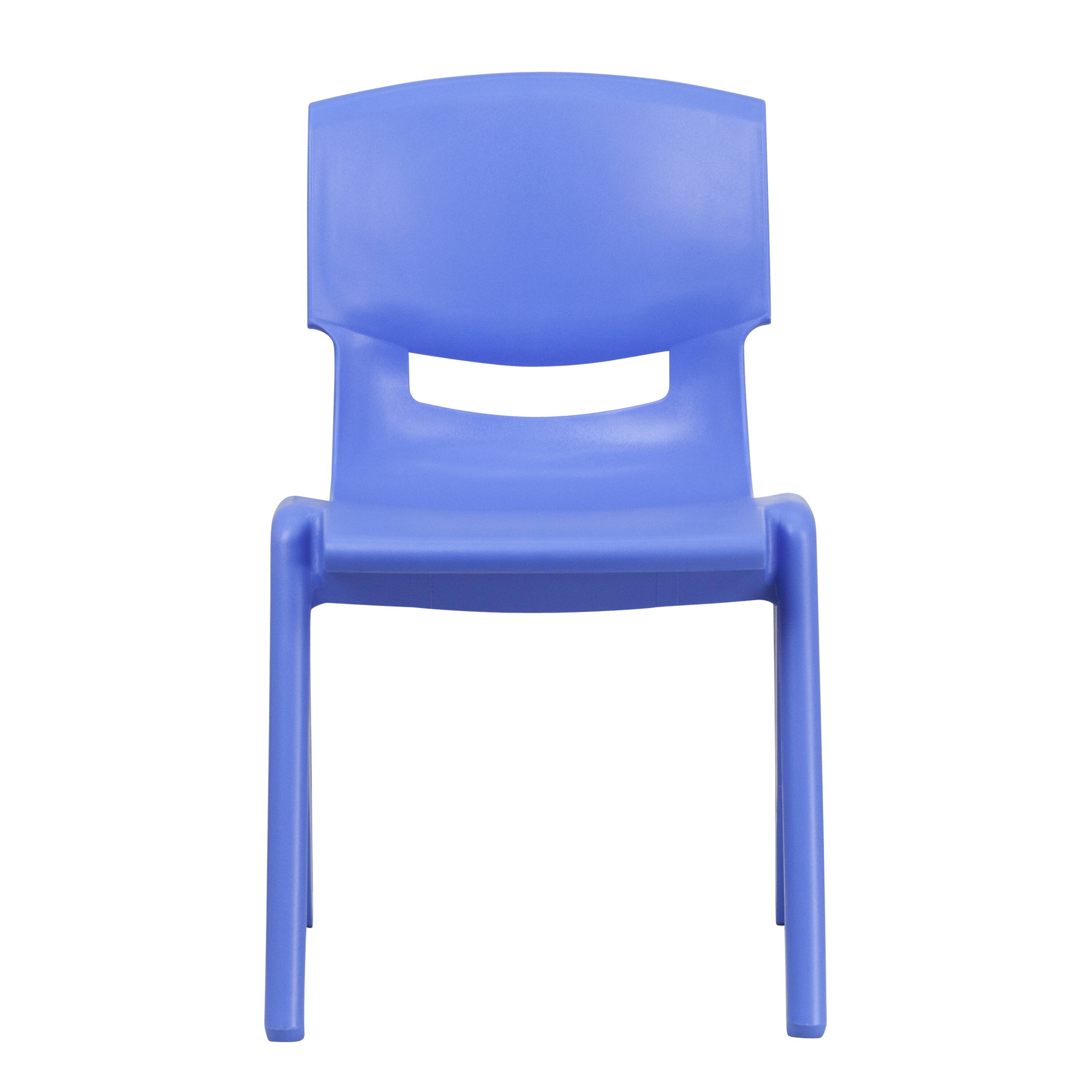 Alt View 8. Emma + Oliver - 4 Pack Plastic Stack School Chair with 15.5"H Seat, 3rd-7th School Chair - Blue.