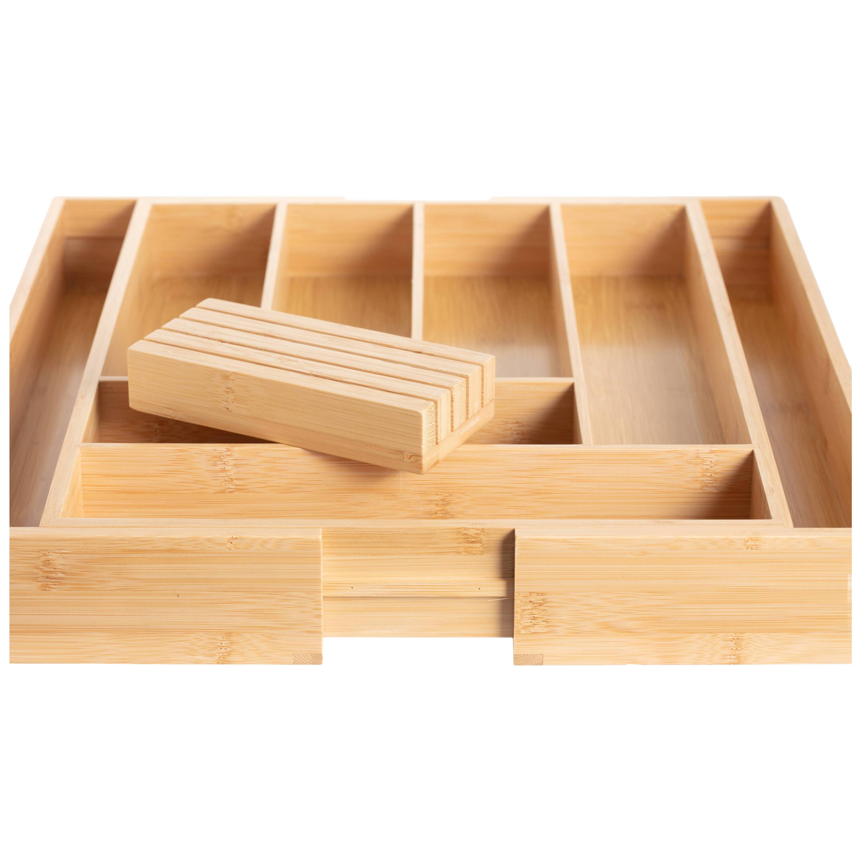 Alt View 3. Luminuxe - Expandable Bamboo Utensil Drawer Organizer, Wooden Utensil Tray, Nonslip, Cutlery Divider.