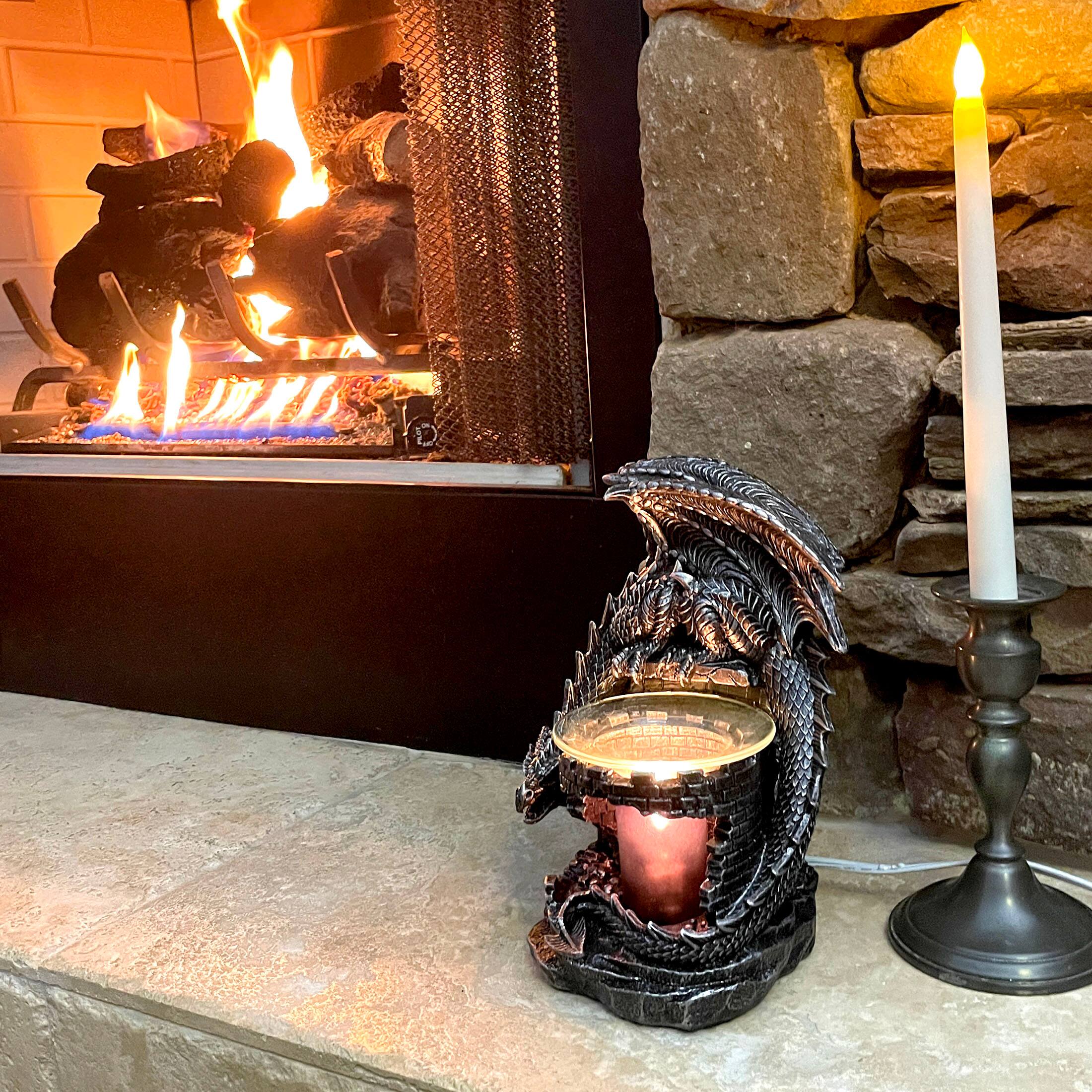 Alt View 4. World of Wonders - Fragrance of the Fierce Dragon Castle Guardian Electric Oil Burner - Black.