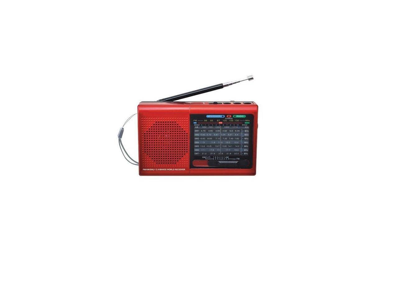 Supersonic - 9 BAND BT/USB/SD RDIO - Red