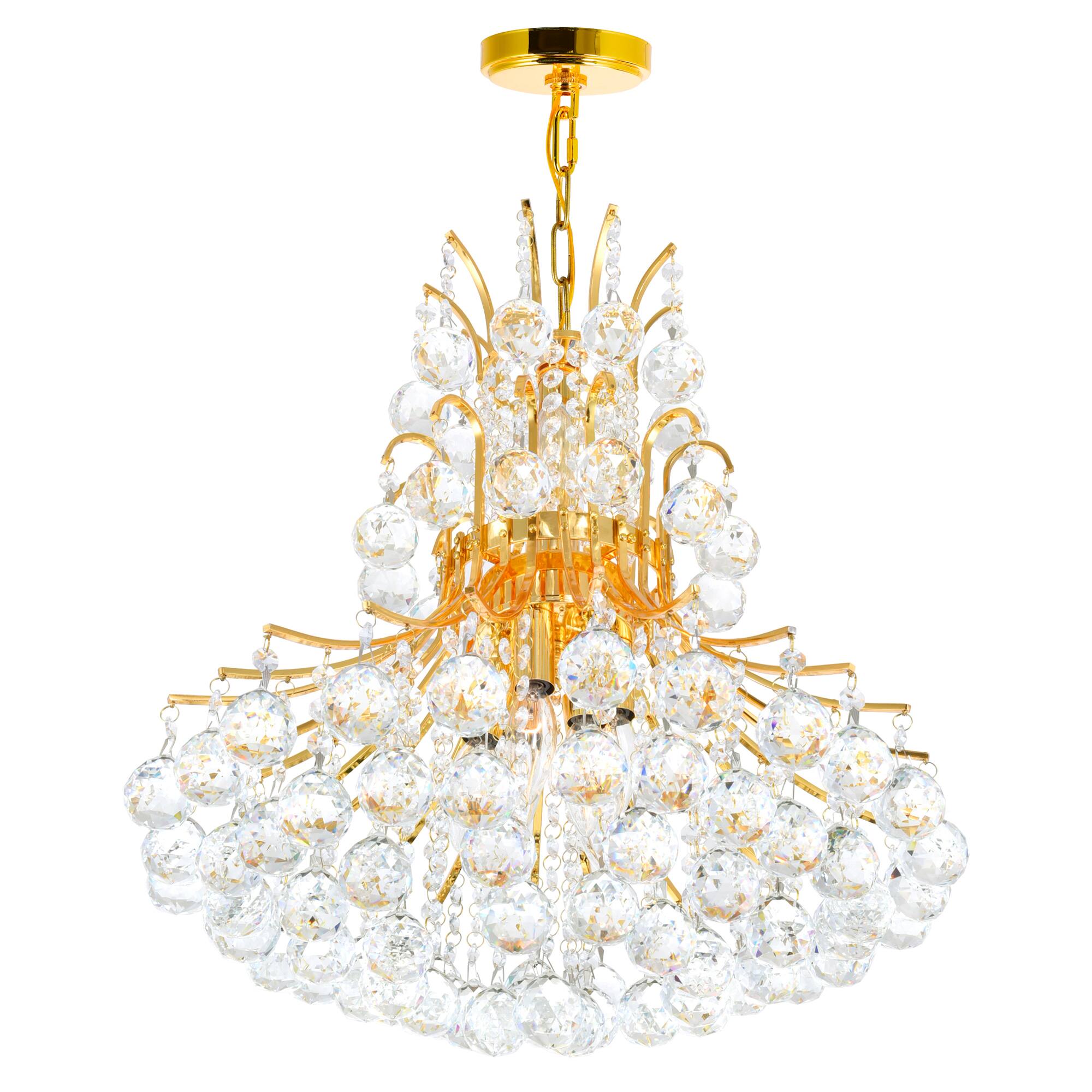 Angle. CWI Lighting - Princess 10 Light Down Chandelier With Gold Finish - Gold.