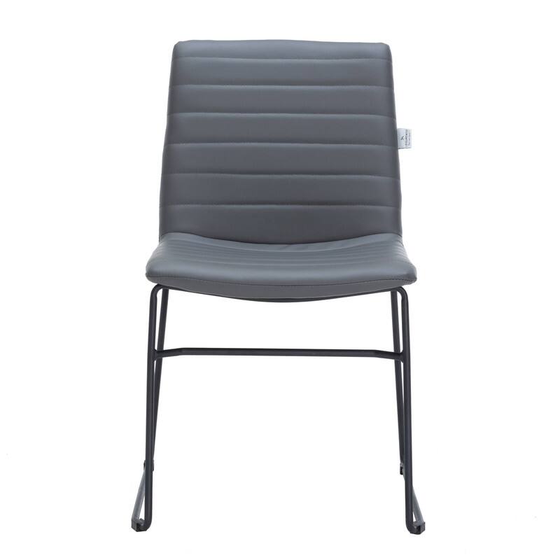 Alt View 4. LeisureMod - Zylar Office Guest Chair with PU Leather, Foam Cushion & Stainless Steel Base - Grey Leather.