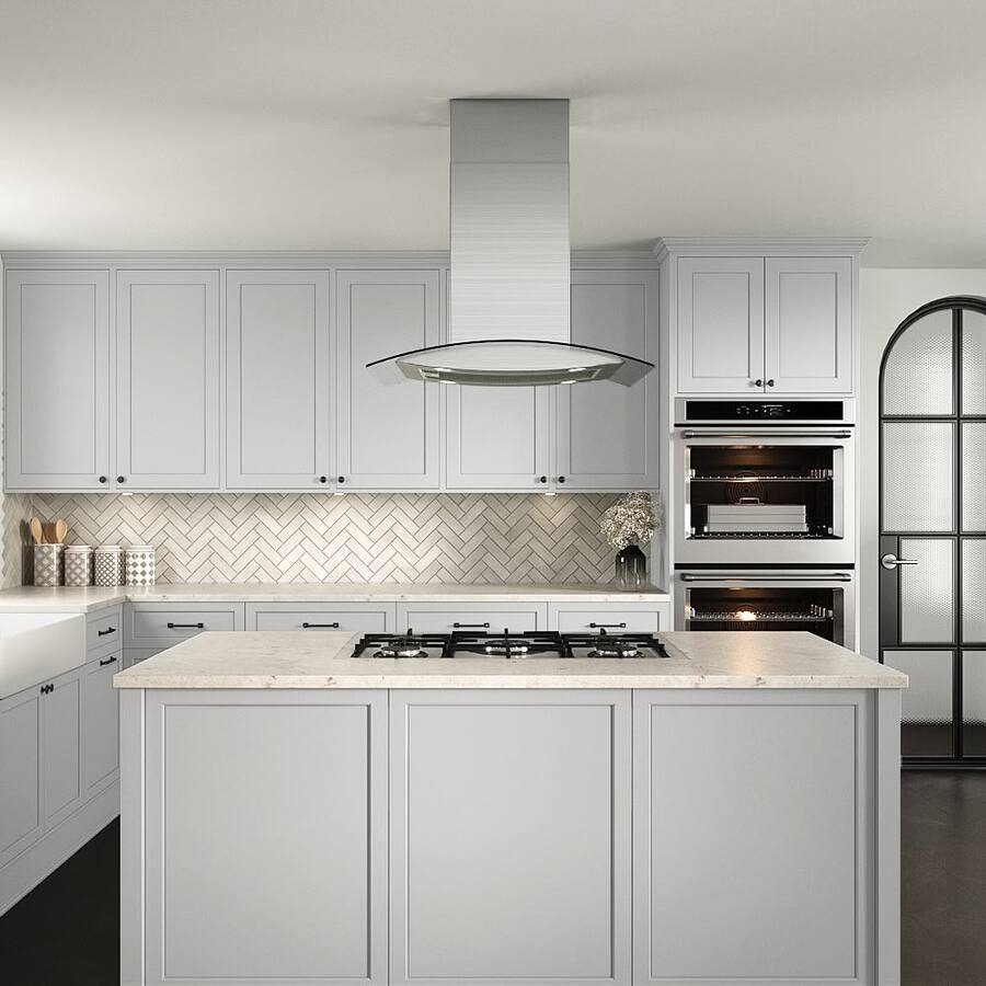 Stream Line Green Range Streamline 30 inches Convertible Island Range Hood Brushed Stainless ...