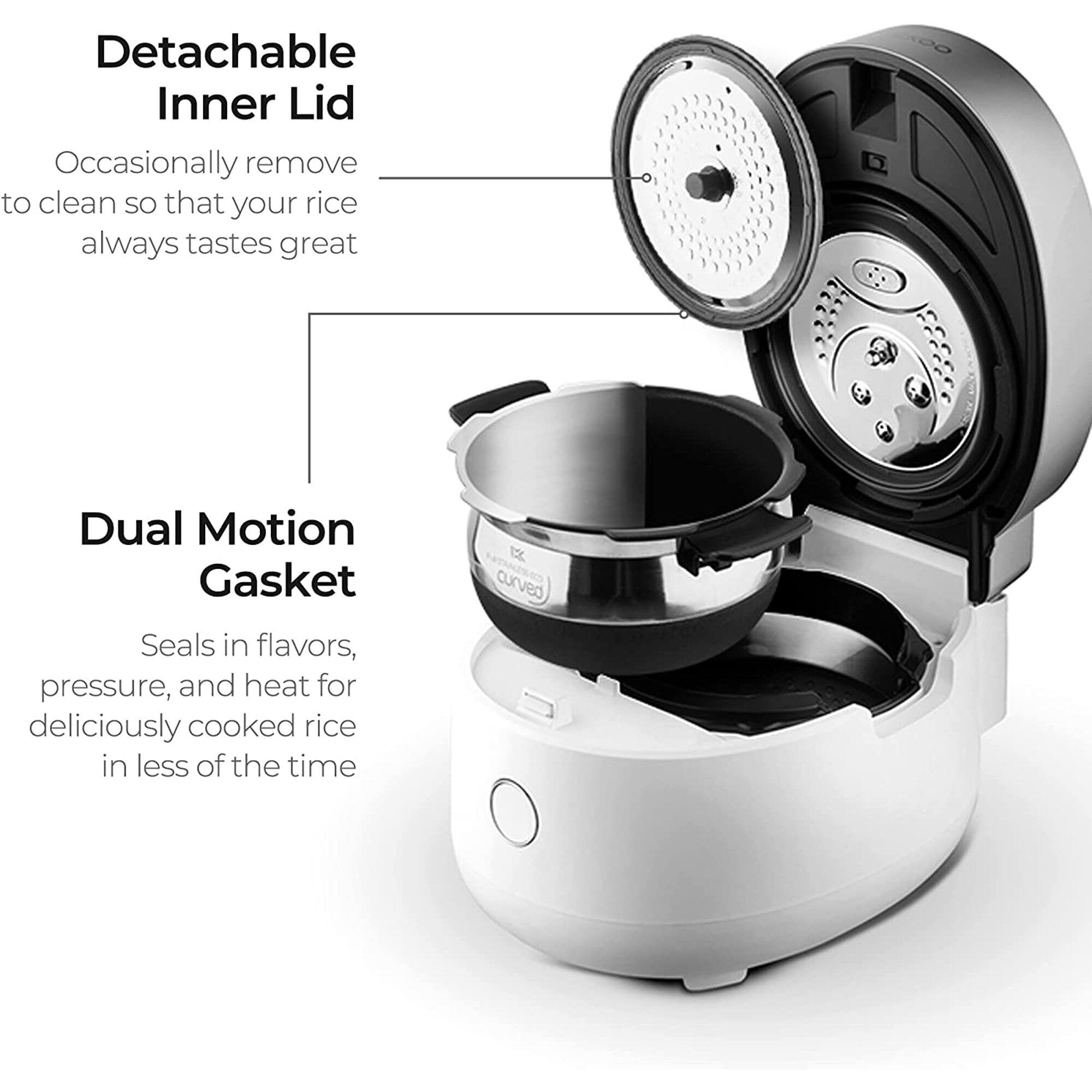 Alt View 11. CUCKOO ELECTRONICS - 3-Cup IH Twin Pressure Rice Cooker - CRP-MHTR0309F - White.