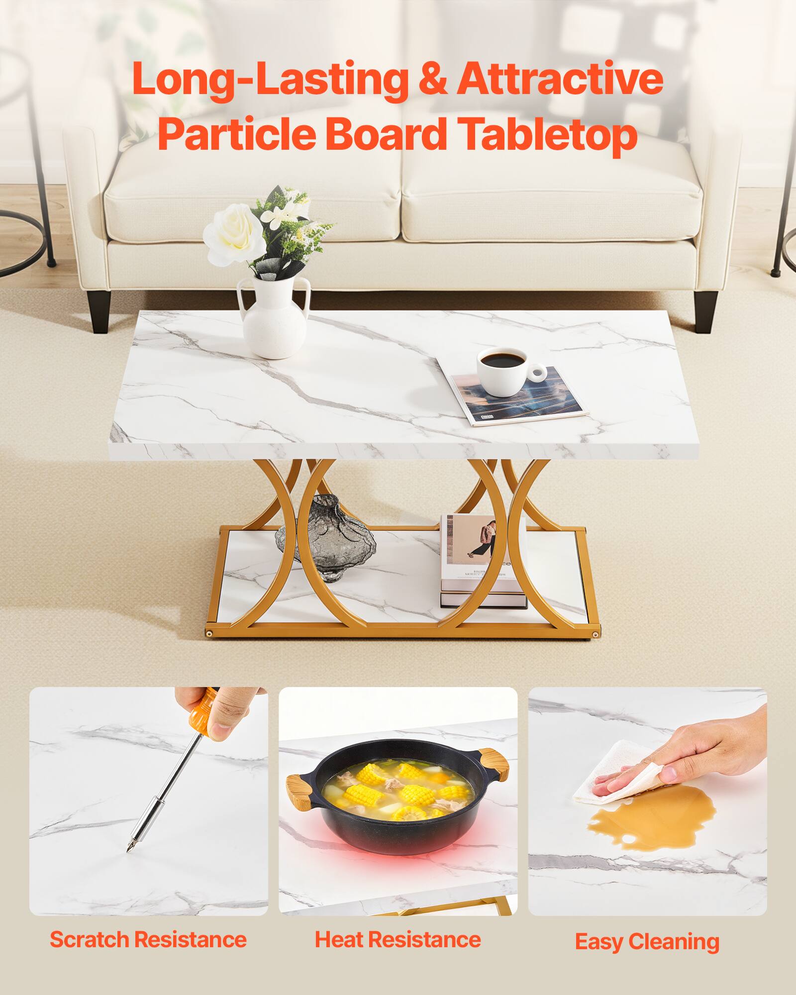 Long-Lasting & Attractive Particle Board Tabletop

- Scratch Resistance
- Heat Resistance
- Easy Cleaning