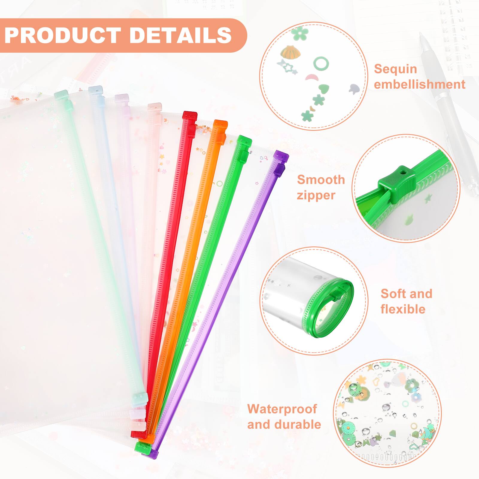 PRODUCT DETAILS

- Sequin embellishment
- Smooth zipper
- Soft and flexible
- Waterproof and durable