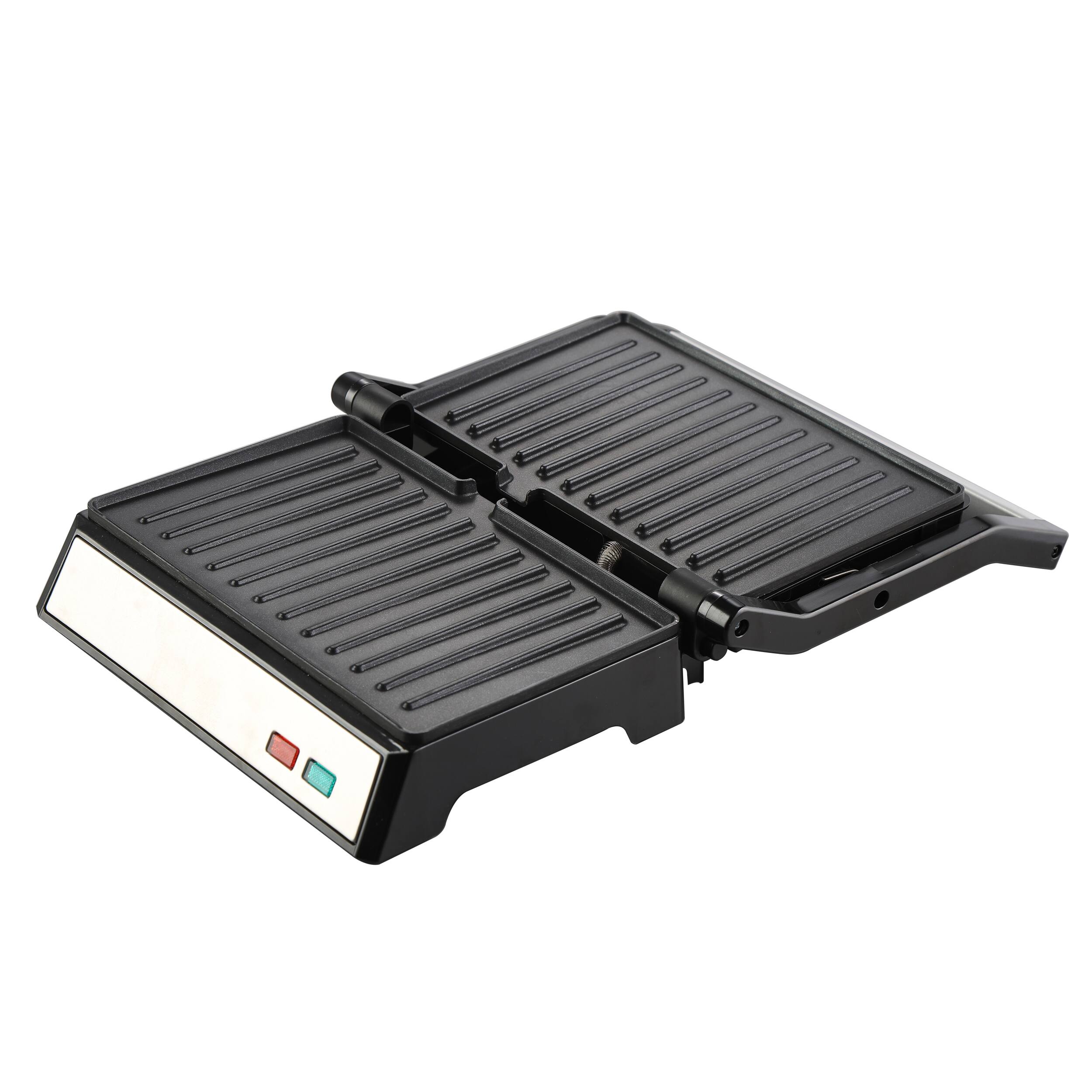 Alt View 2. MegaChef - MegaChef Electric Dual Plate Non-Stick Panini Grill Contact Press with Drip Tray - Silver.