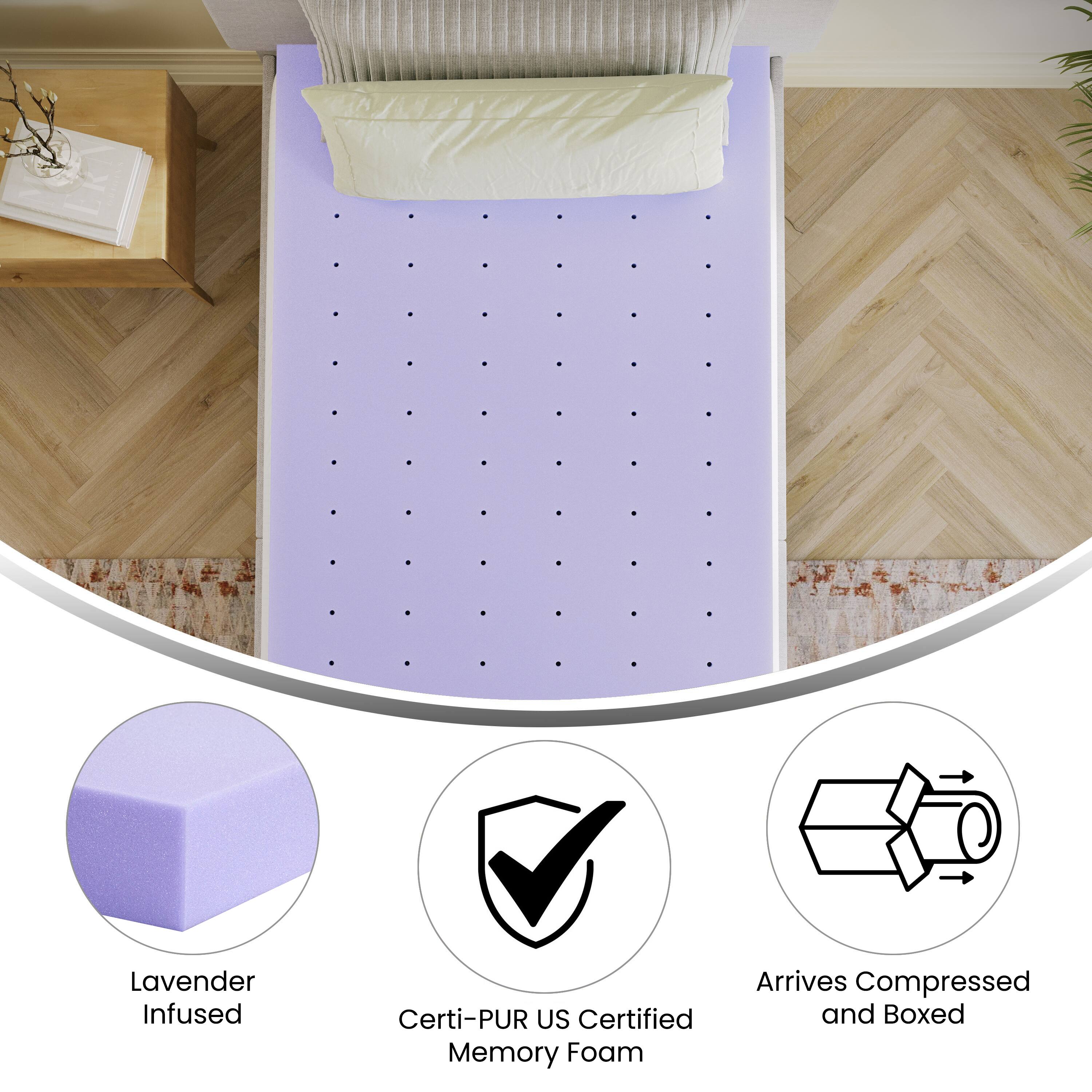 Lavender Infused Certi-PUR US Certified Memory Foam Arrives Compressed and Boxed