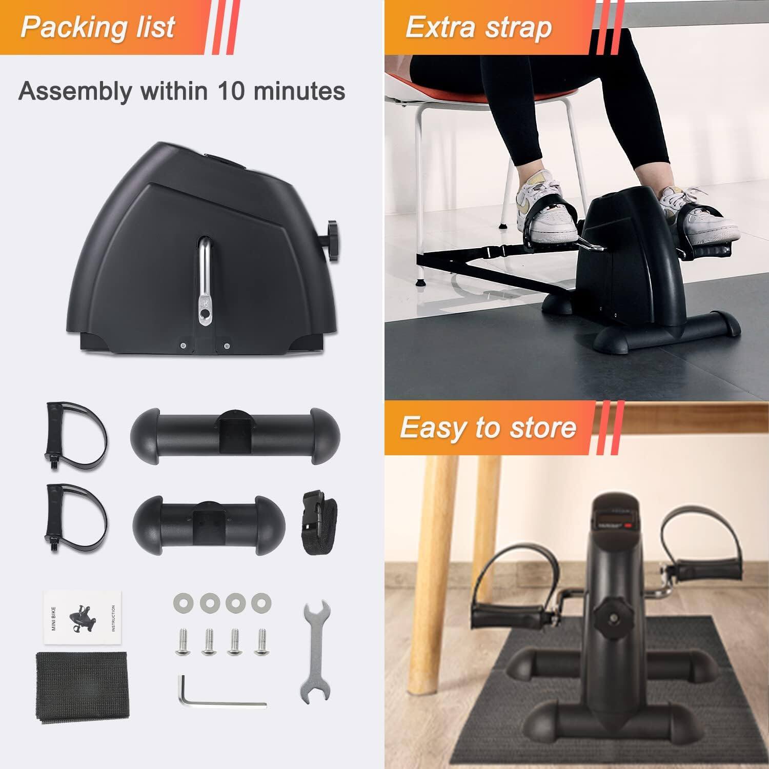 Packing list, Assembly within 10 minutes, Extra strap, Easy to store