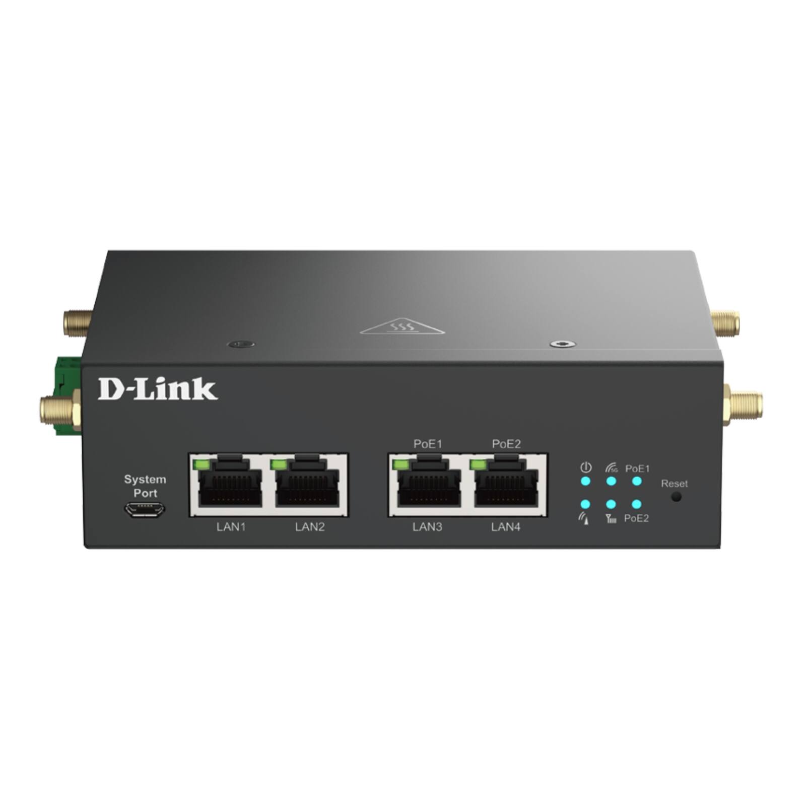 D-Link

System Port

LAN1 LAN2 LAN3 LAN4

PoE1 PoE2

PoE1 Reset PoE2